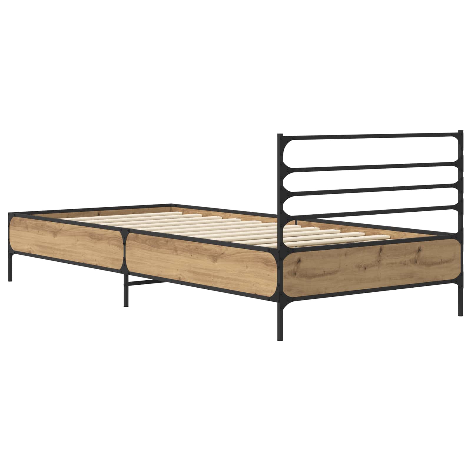 Bedframe Artisanaal eiken 80 x 200 cm Bewerkt hout is nu te koop bij PeponiXL, paradijselijk wonen!