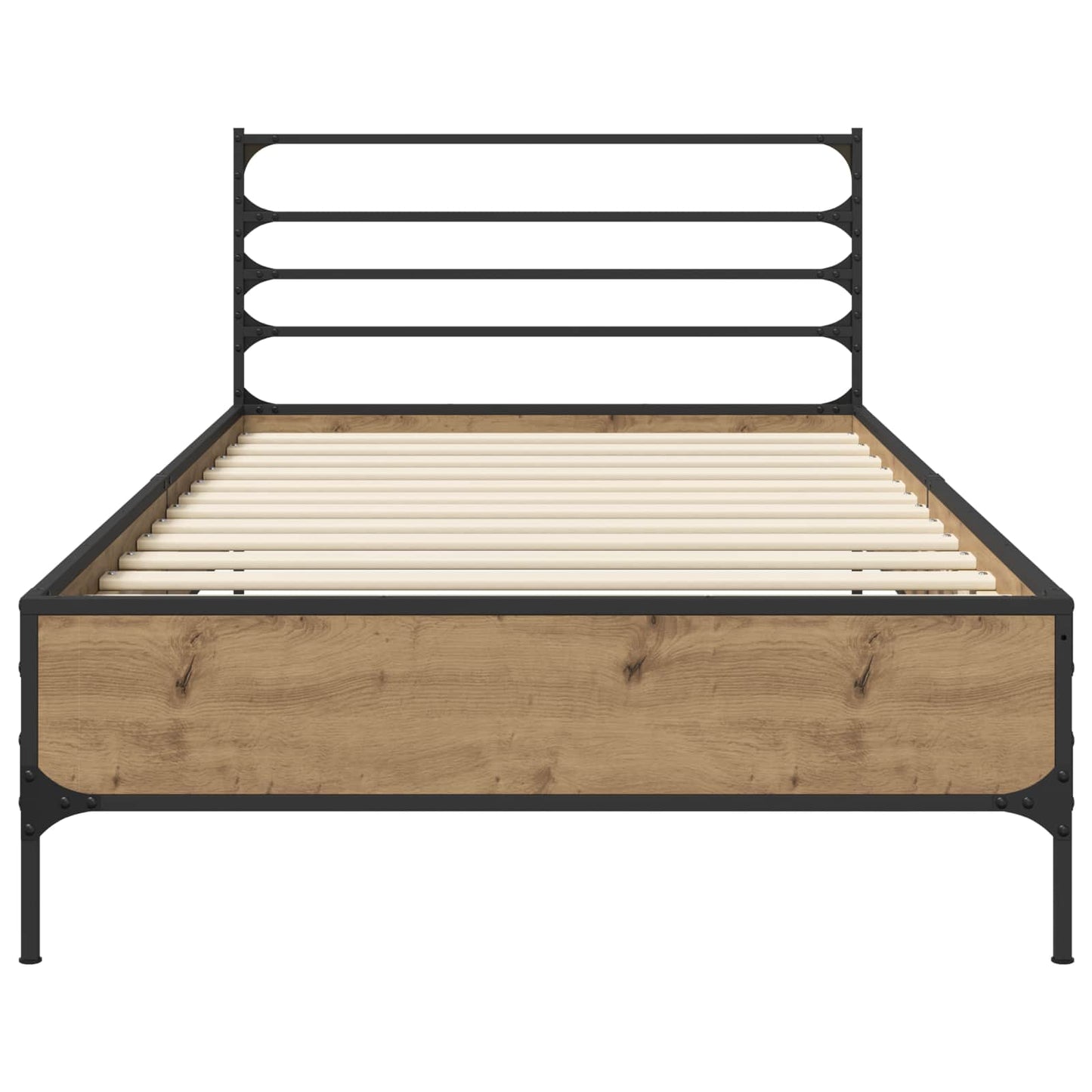 Bedframe Artisanaal eiken 80 x 200 cm Bewerkt hout is nu te koop bij PeponiXL, paradijselijk wonen!