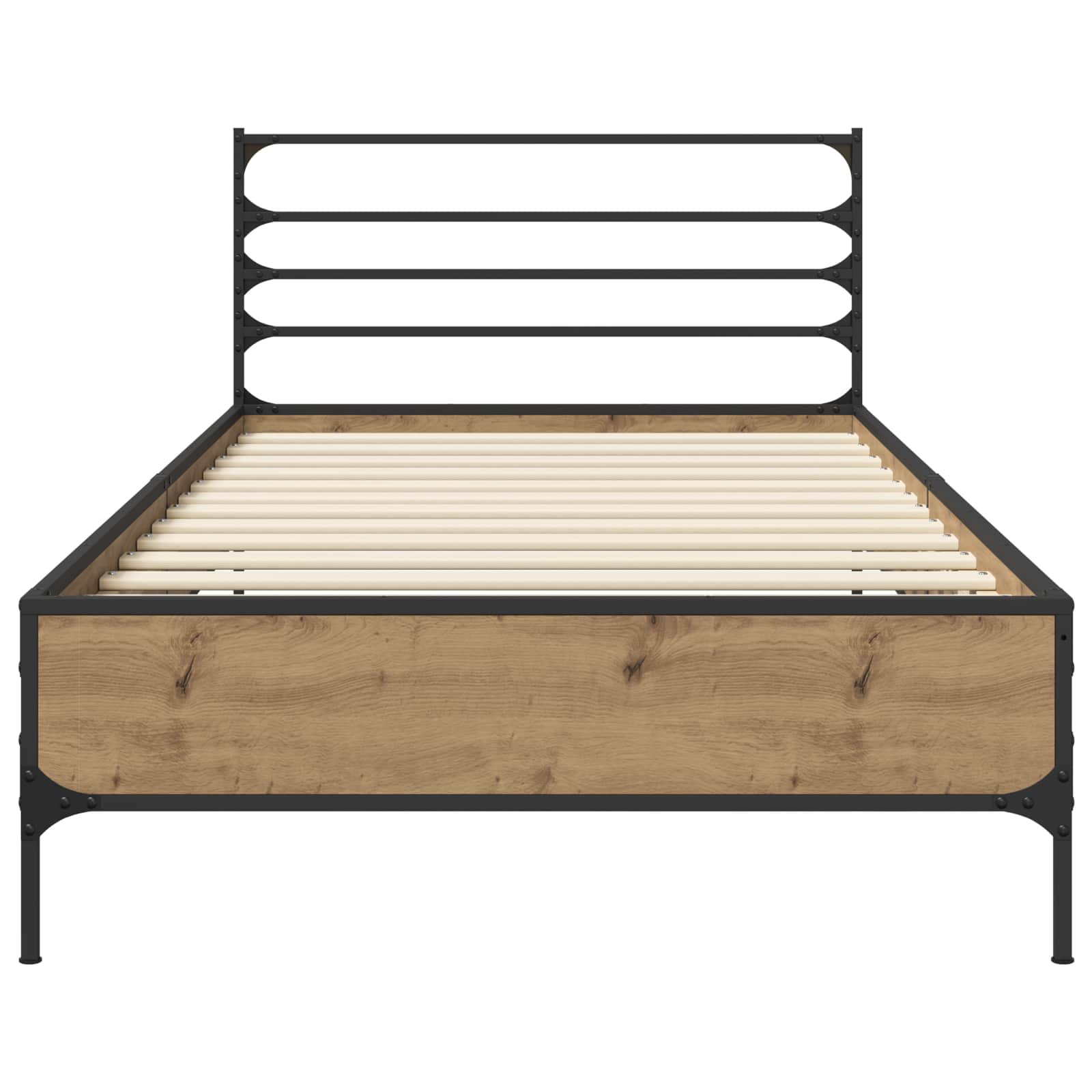 Bedframe Artisanaal eiken 80 x 200 cm Bewerkt hout is nu te koop bij PeponiXL, paradijselijk wonen!