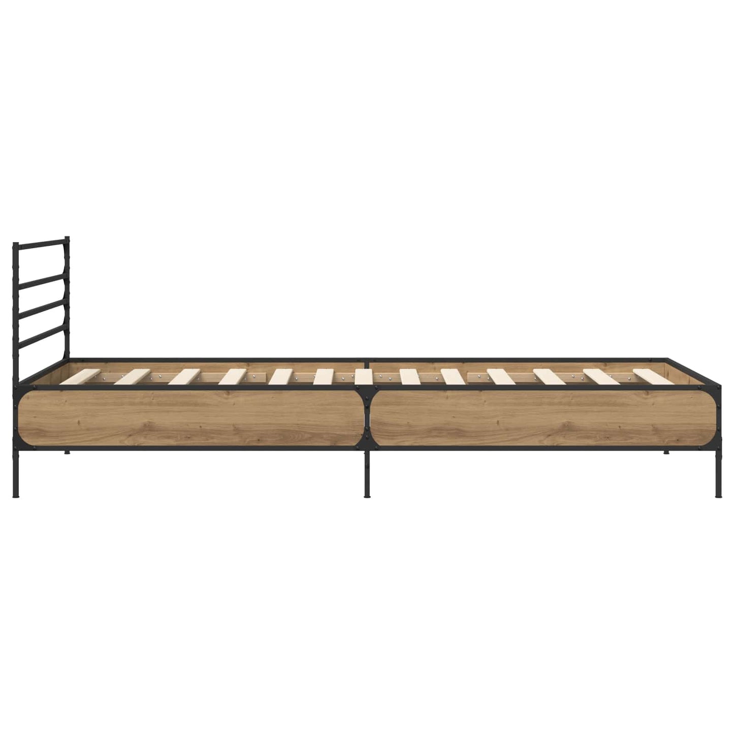 Bedframe Artisanaal eiken 80 x 200 cm Bewerkt hout is nu te koop bij PeponiXL, paradijselijk wonen!