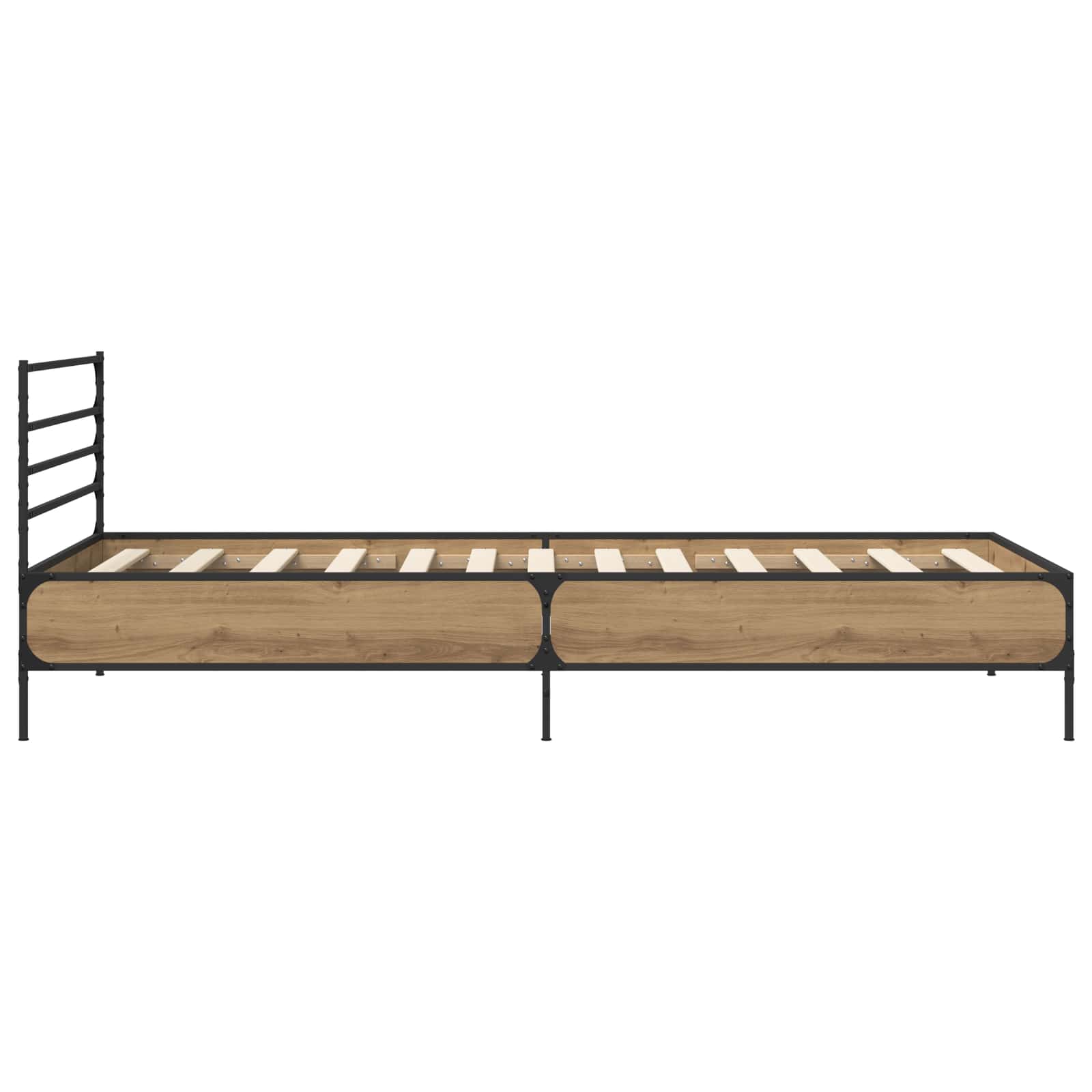 Bedframe Artisanaal eiken 80 x 200 cm Bewerkt hout is nu te koop bij PeponiXL, paradijselijk wonen!