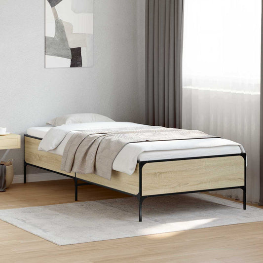 Bedframe Sonoma Eiken 80 x 200 cm Bewerkt hout is nu te koop bij PeponiXL, paradijselijk wonen!
