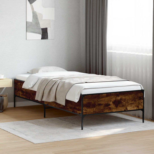 Bedframe Rook Eik 80 x 200 cm Bewerkt hout is nu te koop bij PeponiXL, paradijselijk wonen!
