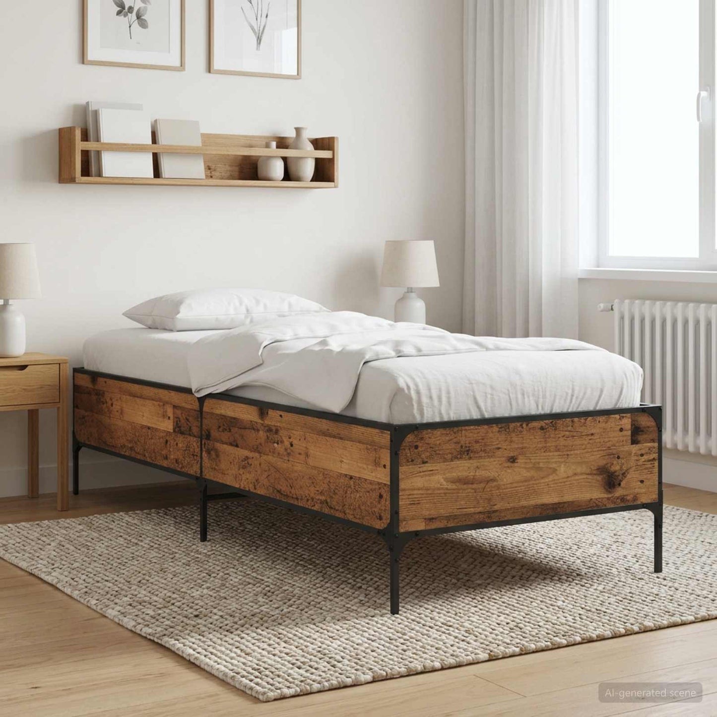 Bedframe Oud hout 80 x 200 cm Bewerkt hout is nu te koop bij PeponiXL, paradijselijk wonen!
