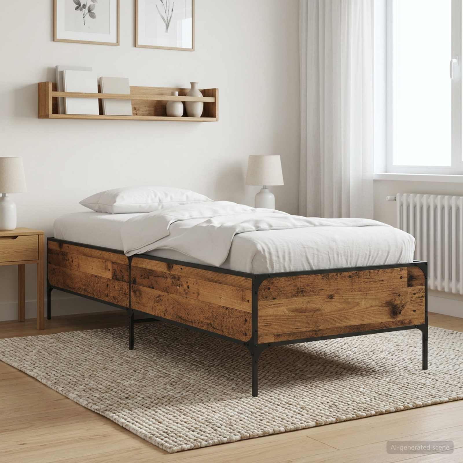Bedframe Oud hout 80 x 200 cm Bewerkt hout is nu te koop bij PeponiXL, paradijselijk wonen!