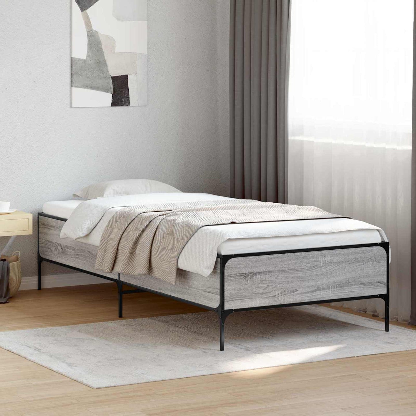 Bedframe Grijs Sonoma 80 x 200 cm Bewerkt hout