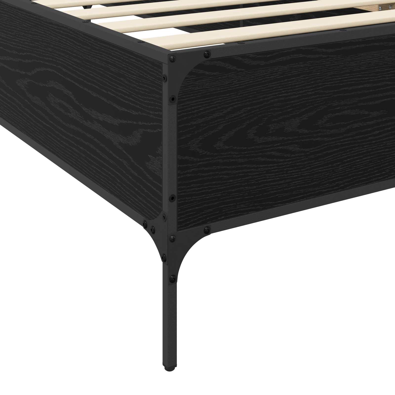 Bedframe Zwart eiken 80 x 200 cm Bewerkt hout is nu te koop bij PeponiXL, paradijselijk wonen!