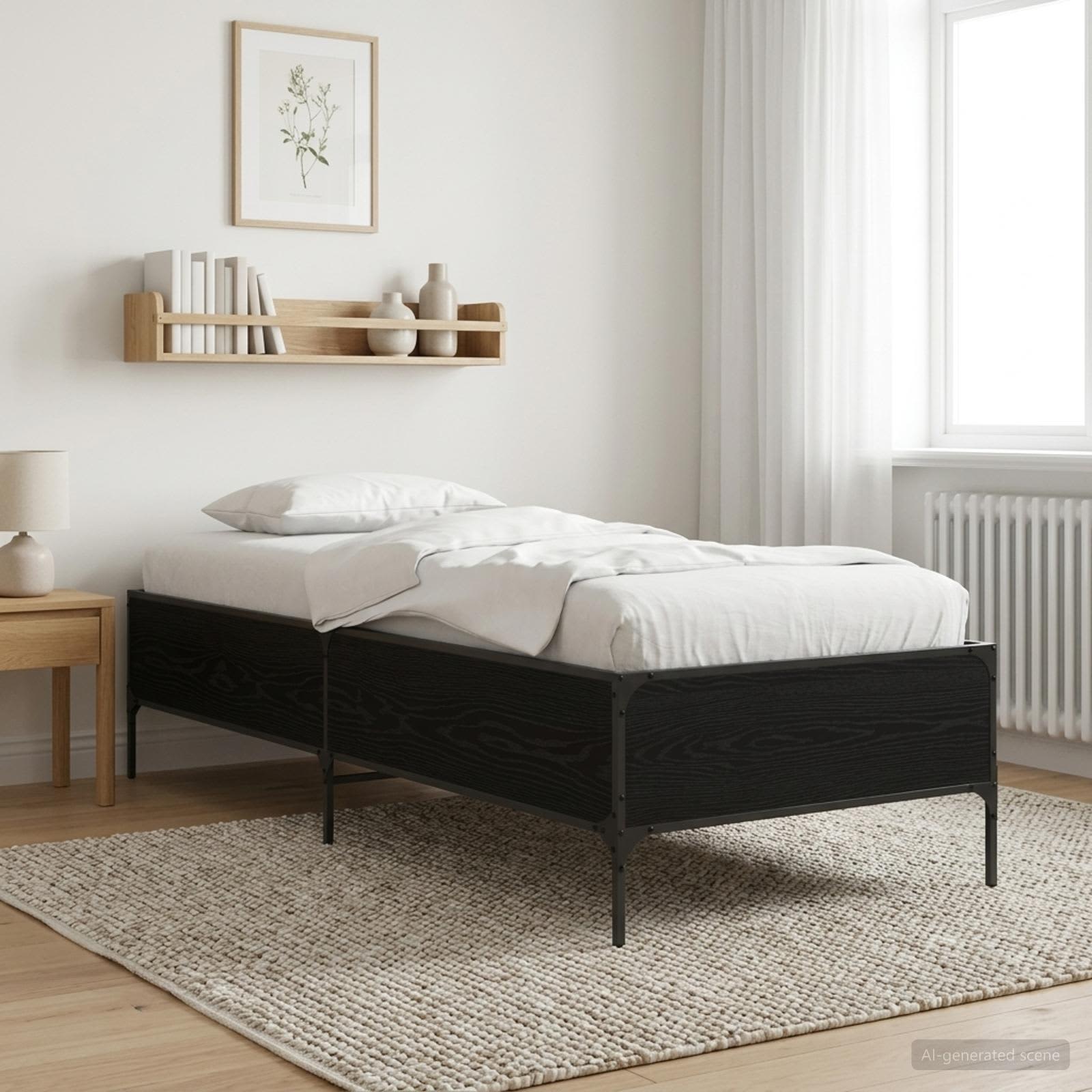 Bedframe Zwart eiken 80 x 200 cm Bewerkt hout is nu te koop bij PeponiXL, paradijselijk wonen!
