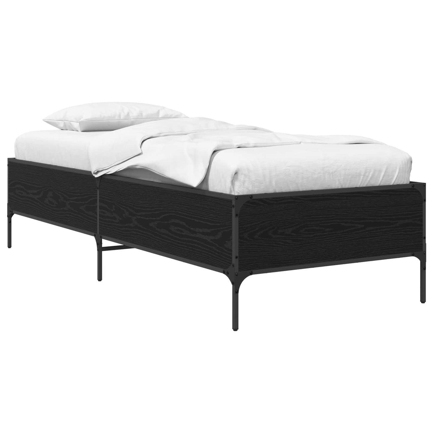 Bedframe Zwart eiken 80 x 200 cm Bewerkt hout is nu te koop bij PeponiXL, paradijselijk wonen!