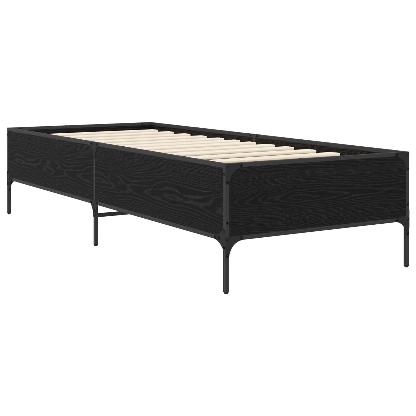 Bedframe Zwart eiken 80 x 200 cm Bewerkt hout is nu te koop bij PeponiXL, paradijselijk wonen!