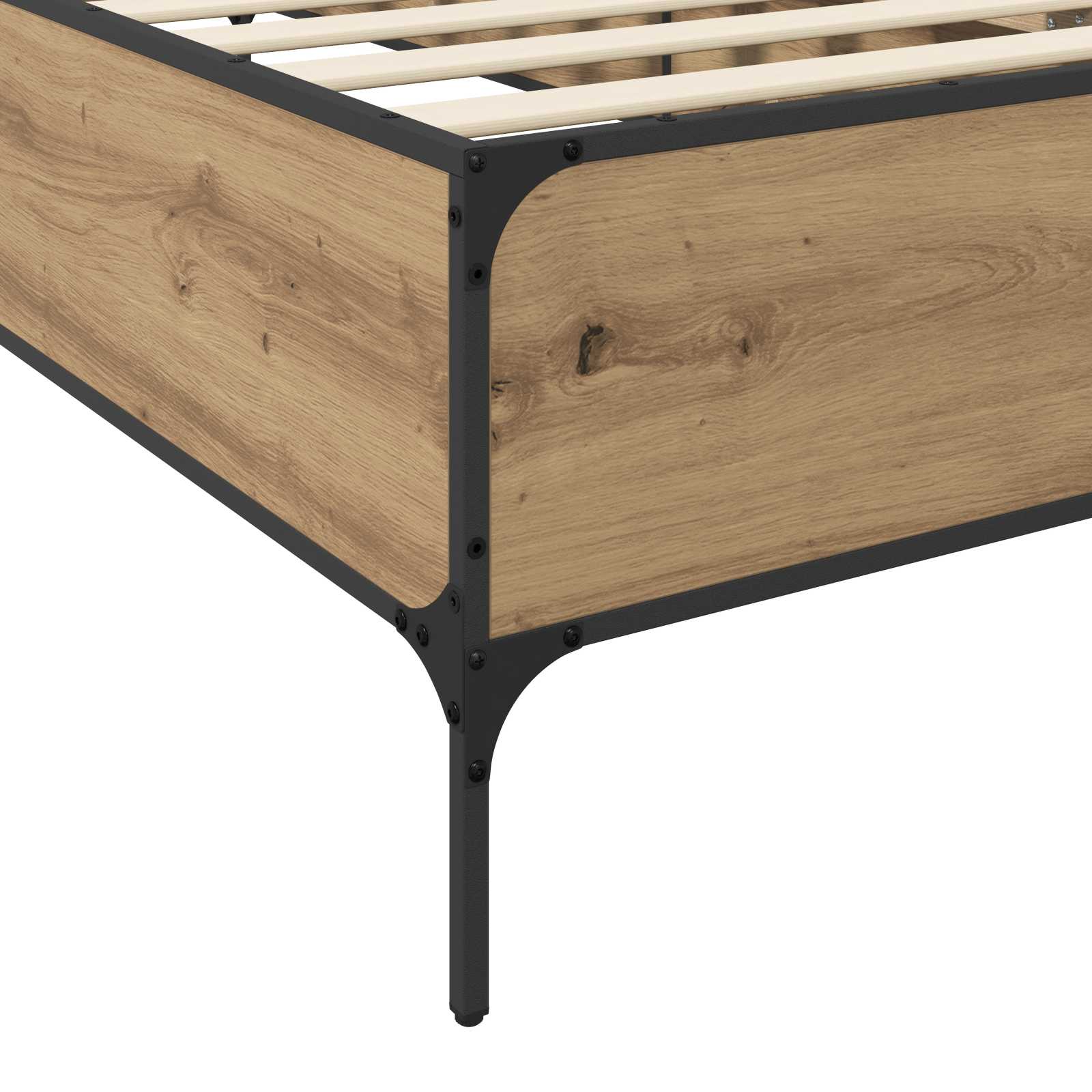 Bedframe Artisanaal eiken 80 x 200 cm Bewerkt hout is nu te koop bij PeponiXL, paradijselijk wonen!