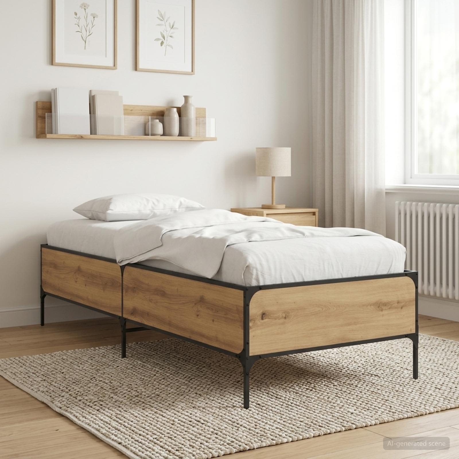Bedframe Artisanaal eiken 80 x 200 cm Bewerkt hout is nu te koop bij PeponiXL, paradijselijk wonen!