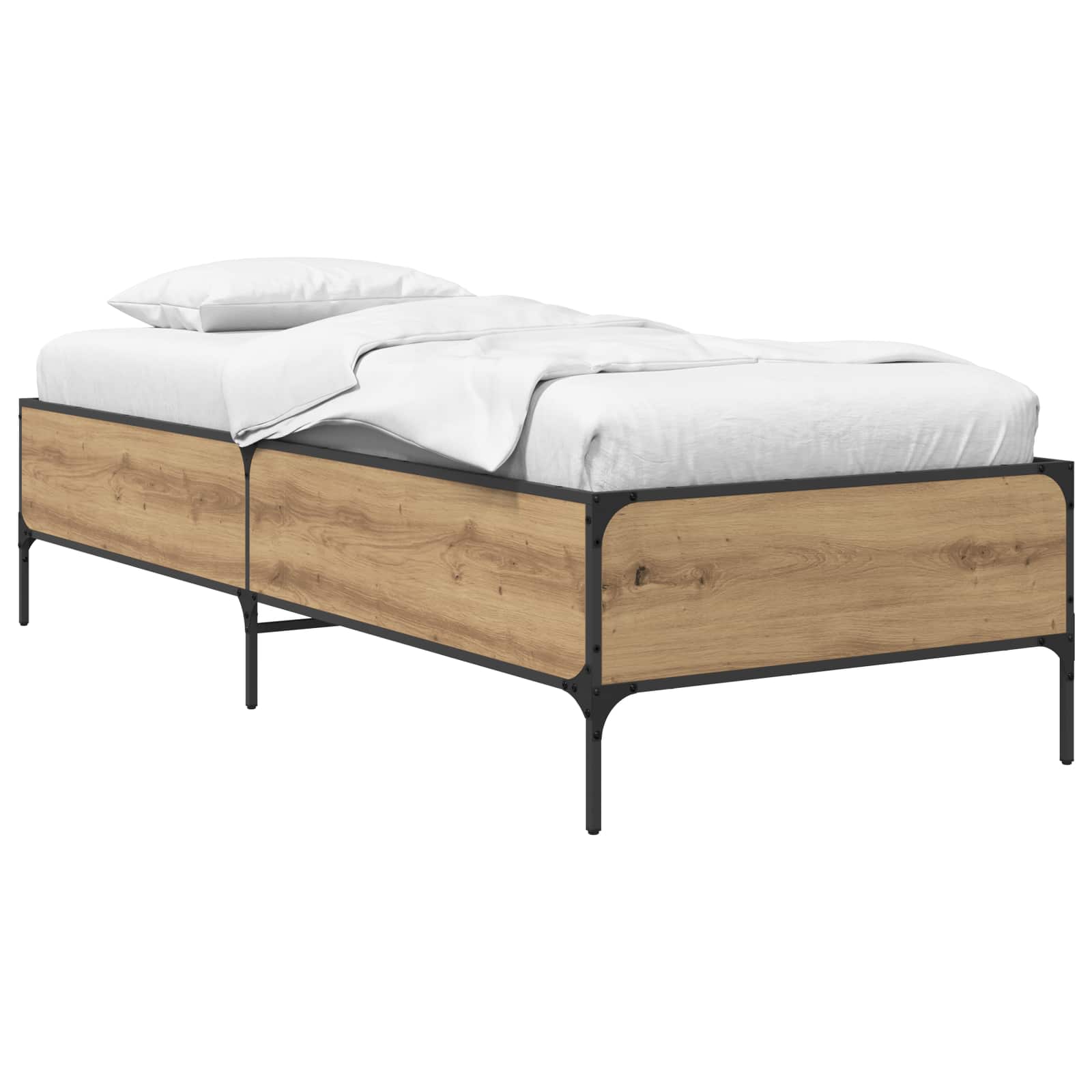 Bedframe Artisanaal eiken 80 x 200 cm Bewerkt hout is nu te koop bij PeponiXL, paradijselijk wonen!