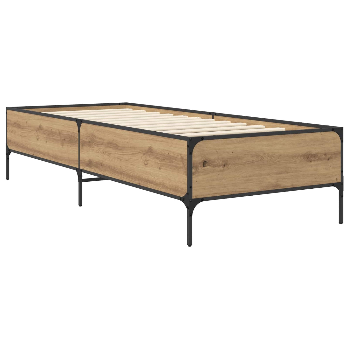 Bedframe Artisanaal eiken 80 x 200 cm Bewerkt hout is nu te koop bij PeponiXL, paradijselijk wonen!