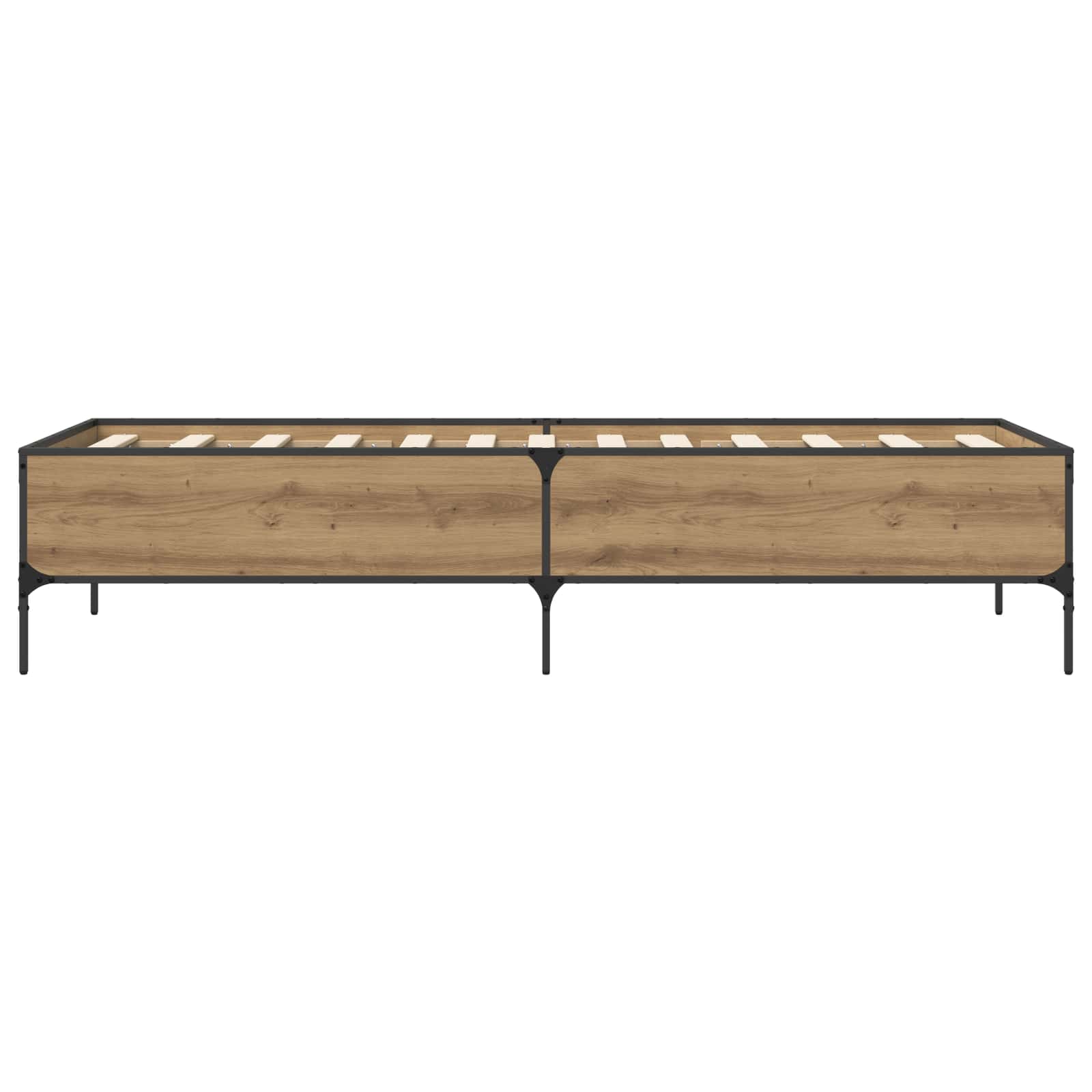 Bedframe Artisanaal eiken 80 x 200 cm Bewerkt hout is nu te koop bij PeponiXL, paradijselijk wonen!