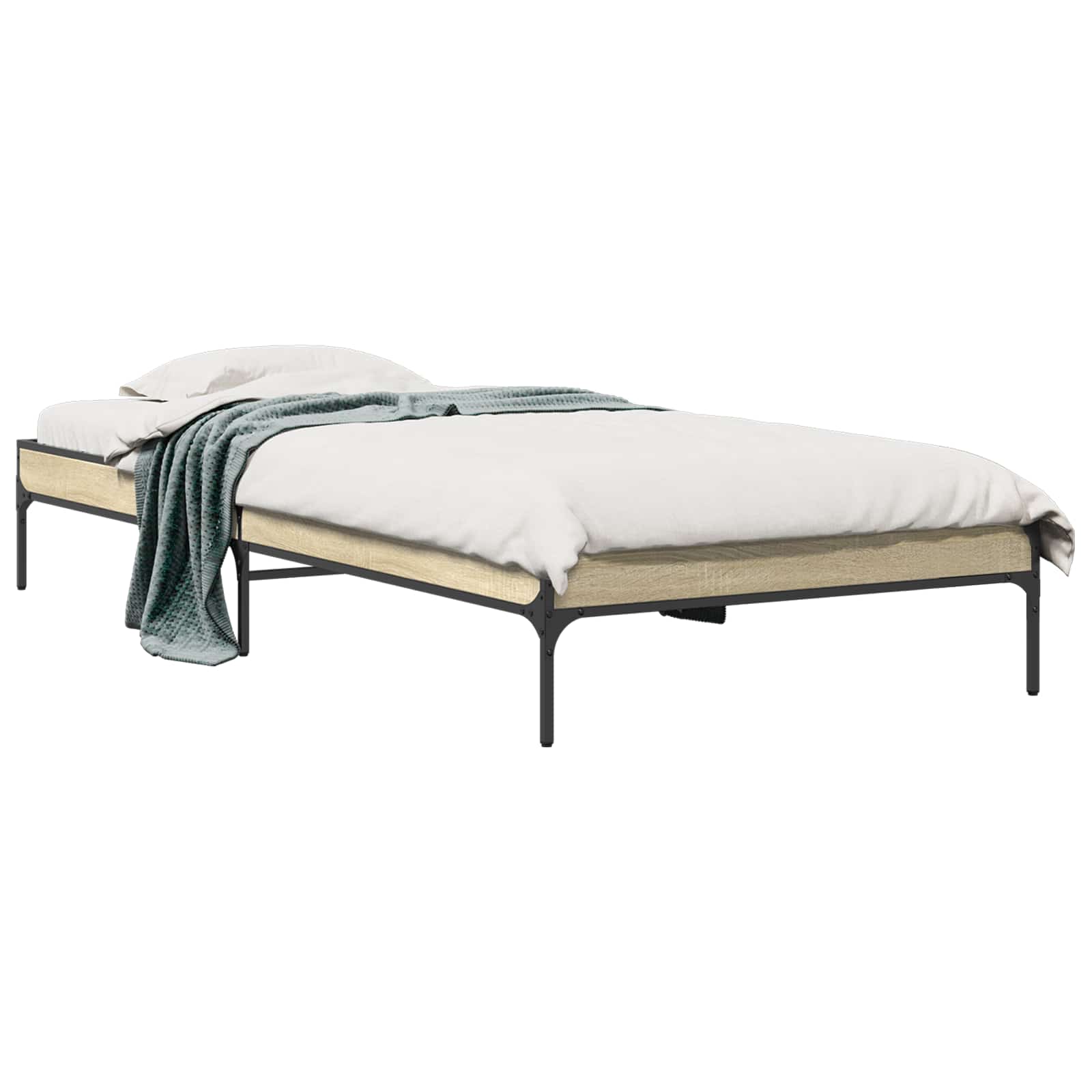 Bedframe Sonoma Eiken 80 x 200 cm Bewerkt hout is nu te koop bij PeponiXL, paradijselijk wonen!