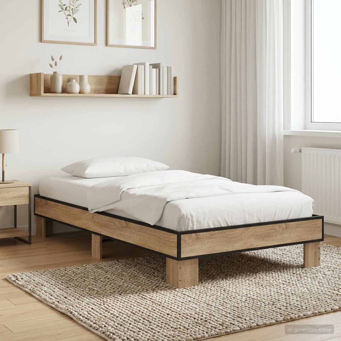Bedframe Sonoma Eiken 80 x 200 cm Bewerkt hout is nu te koop bij PeponiXL, paradijselijk wonen!