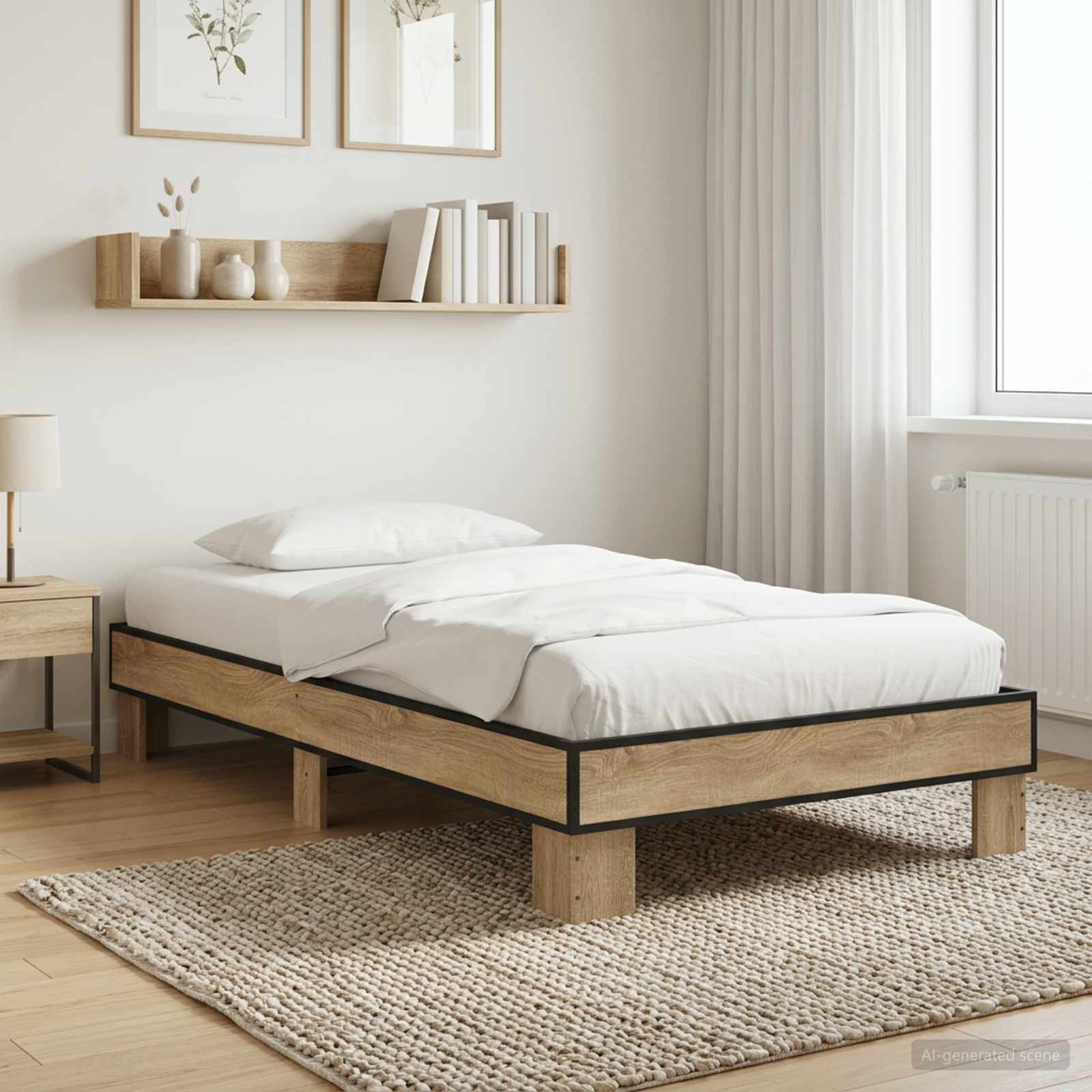 Bedframe Sonoma Eiken 80 x 200 cm Bewerkt hout is nu te koop bij PeponiXL, paradijselijk wonen!