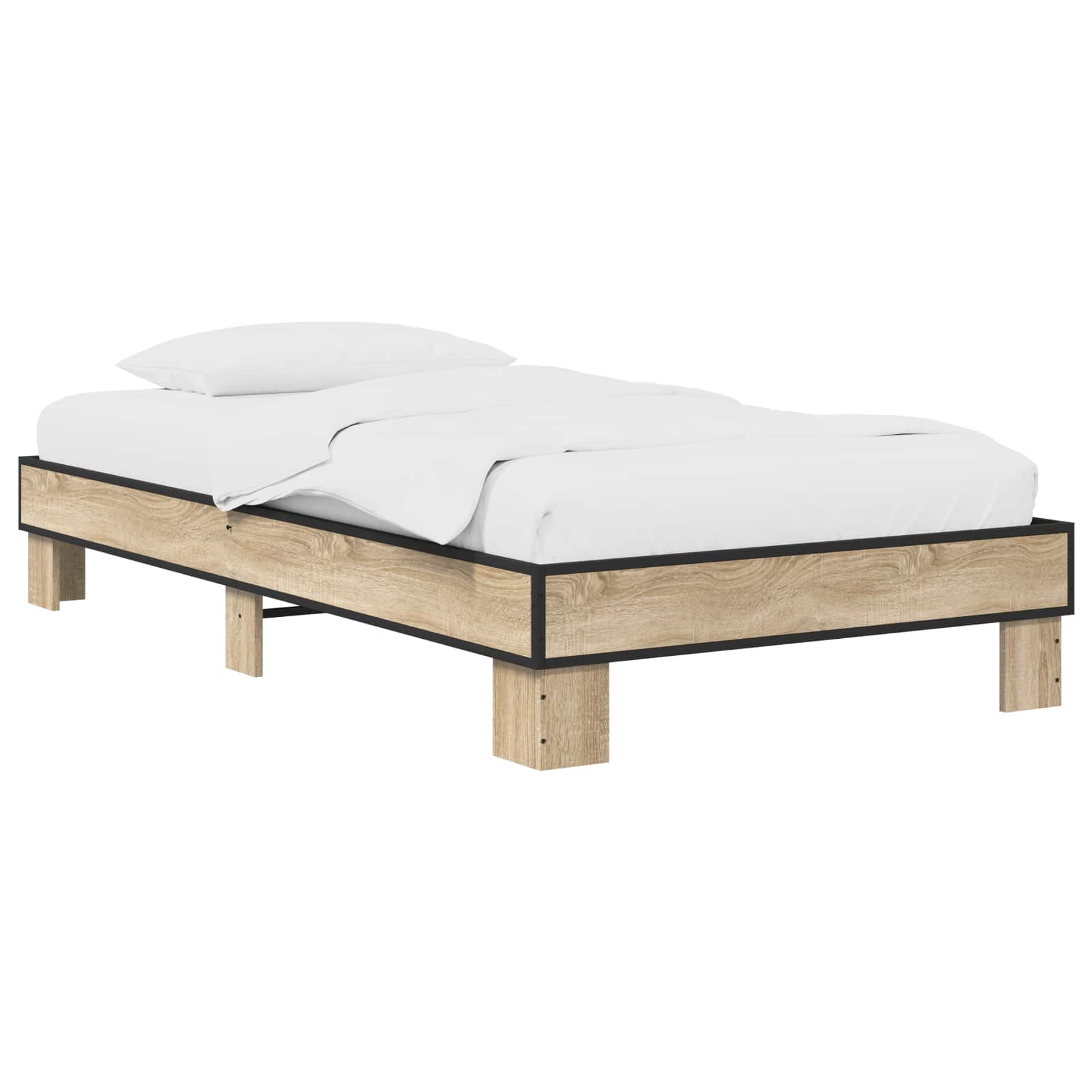Bedframe Sonoma Eiken 80 x 200 cm Bewerkt hout is nu te koop bij PeponiXL, paradijselijk wonen!