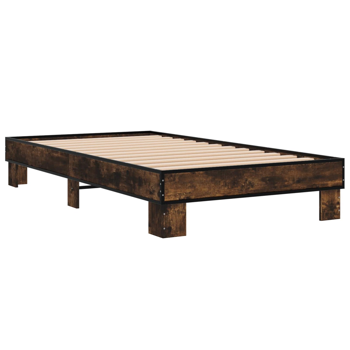 Bedframe Gerookt eiken 80 x 200 cm Bewerkt hout is nu te koop bij PeponiXL, paradijselijk wonen!