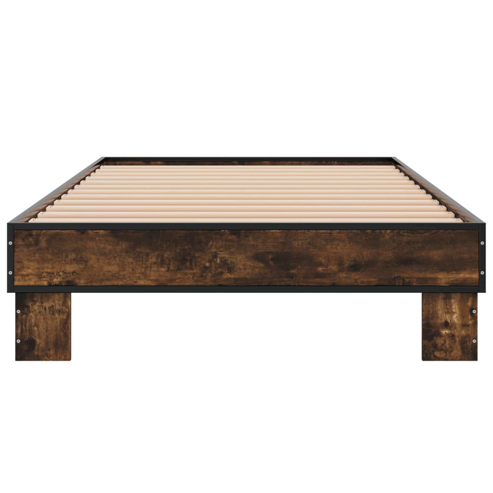 Bedframe Gerookt eiken 80 x 200 cm Bewerkt hout is nu te koop bij PeponiXL, paradijselijk wonen!