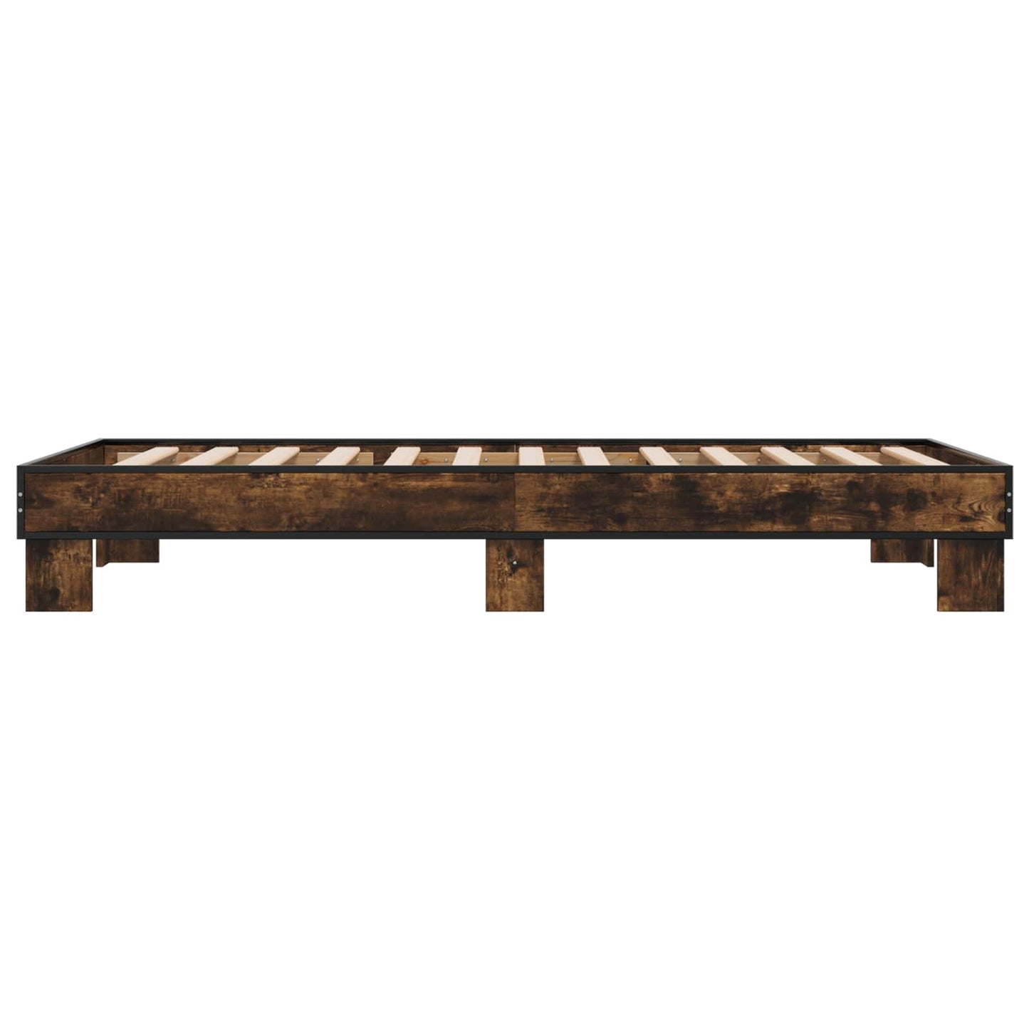Bedframe Gerookt eiken 80 x 200 cm Bewerkt hout is nu te koop bij PeponiXL, paradijselijk wonen!