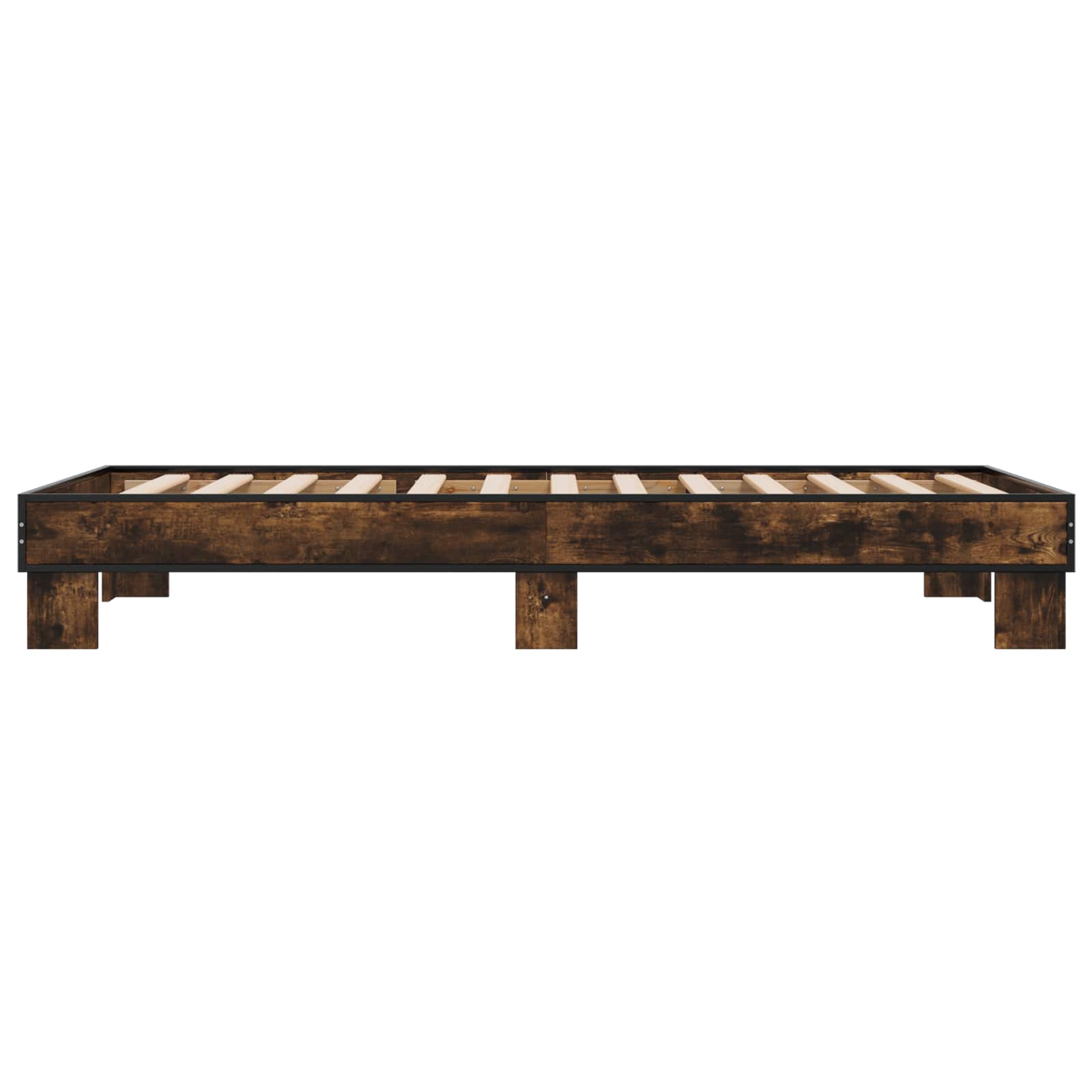 Bedframe Gerookt eiken 80 x 200 cm Bewerkt hout is nu te koop bij PeponiXL, paradijselijk wonen!