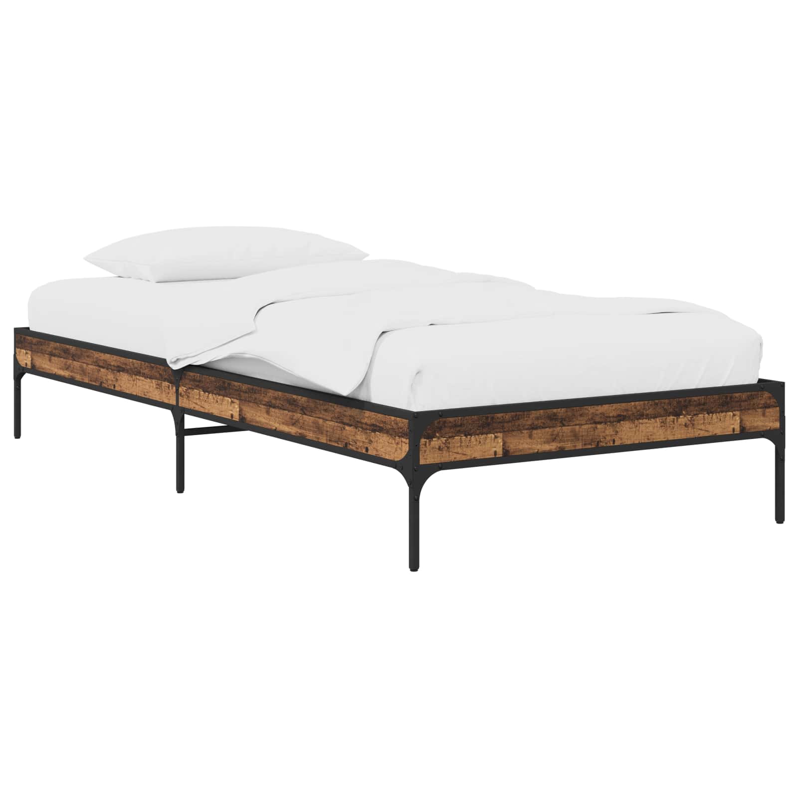 Bedframe Oud hout 80 x 200 cm Bewerkt hout is nu te koop bij PeponiXL, paradijselijk wonen!