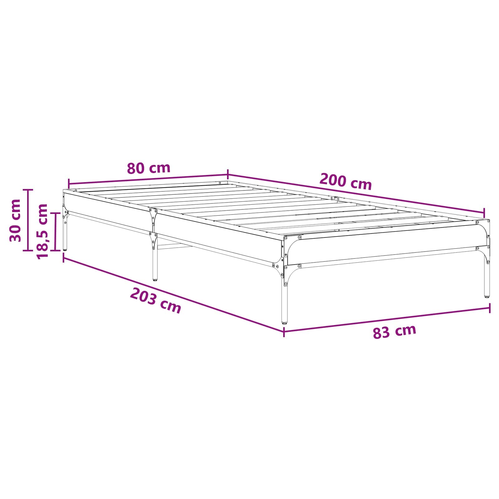 Bedframe Oud hout 80 x 200 cm Bewerkt hout is nu te koop bij PeponiXL, paradijselijk wonen!
