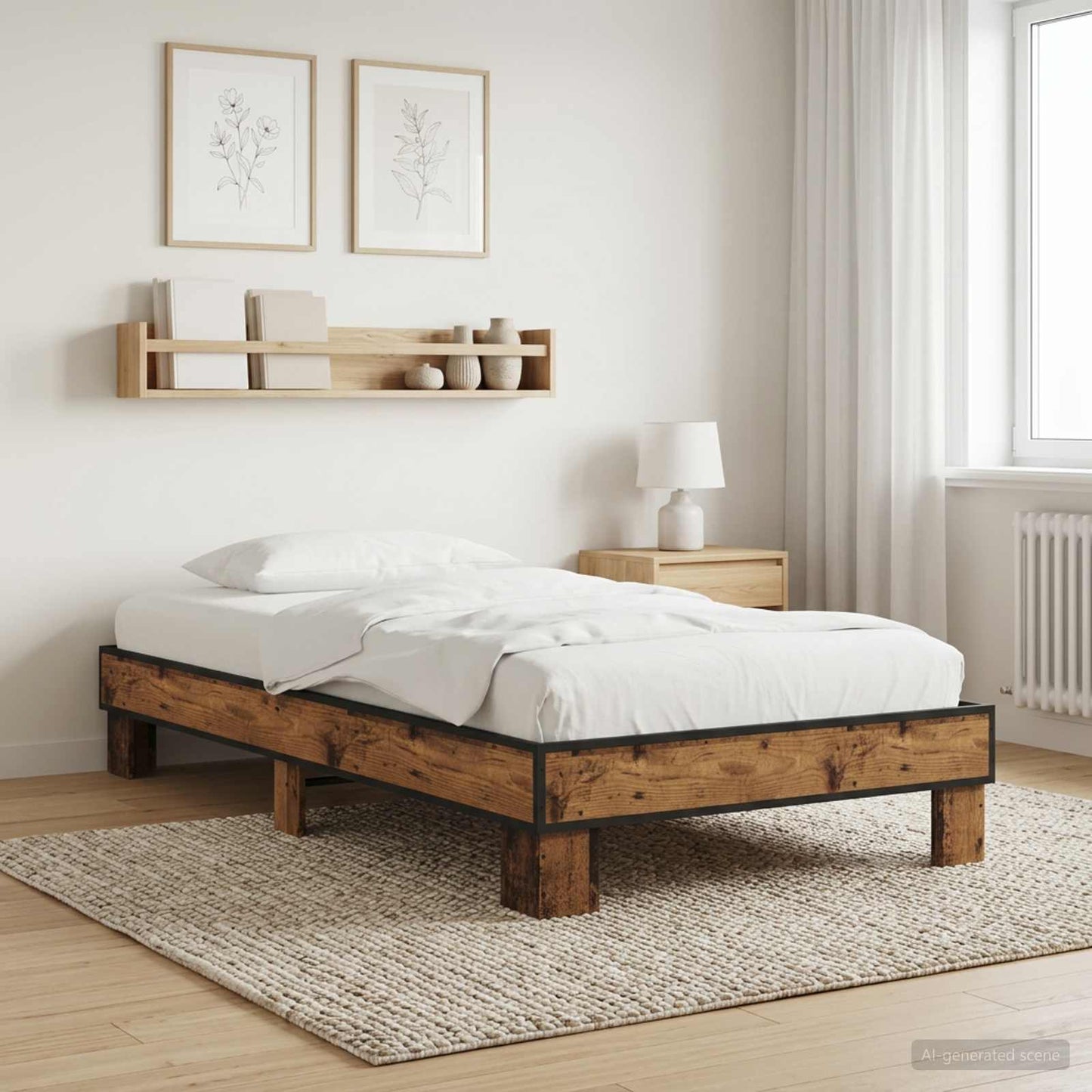 Bedframe Oud hout 80 x 200 cm Bewerkt hout is nu te koop bij PeponiXL, paradijselijk wonen!