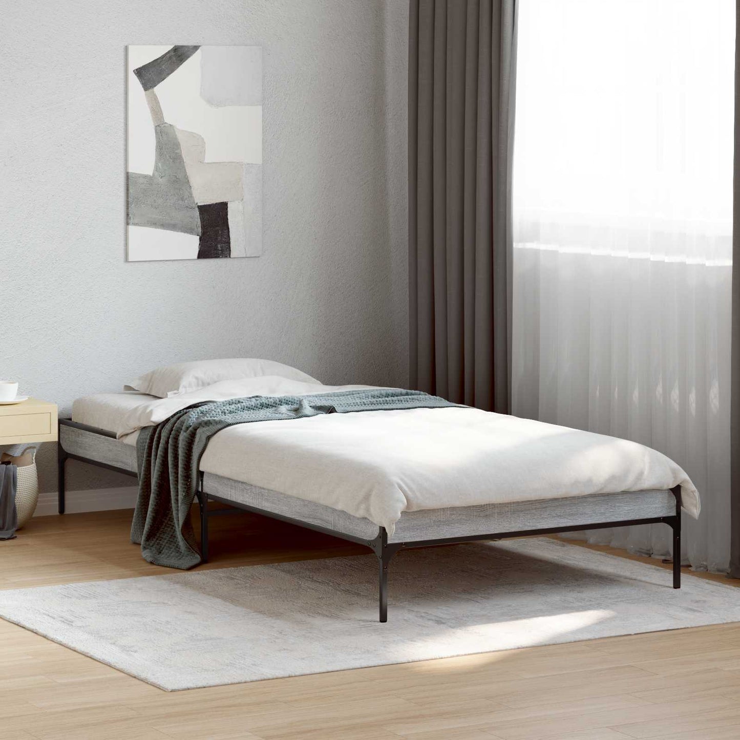 Bedframe Grijs Sonoma 80 x 200 cm Bewerkt hout is nu te koop bij PeponiXL, paradijselijk wonen!