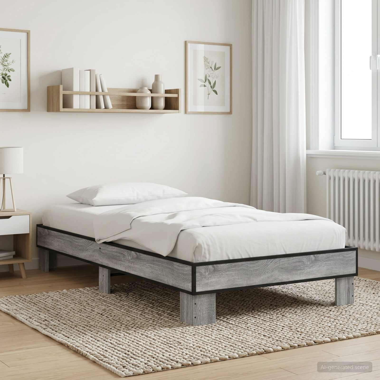 Bedframe Grijs Sonoma 80 x 200 cm Bewerkt hout is nu te koop bij PeponiXL, paradijselijk wonen!
