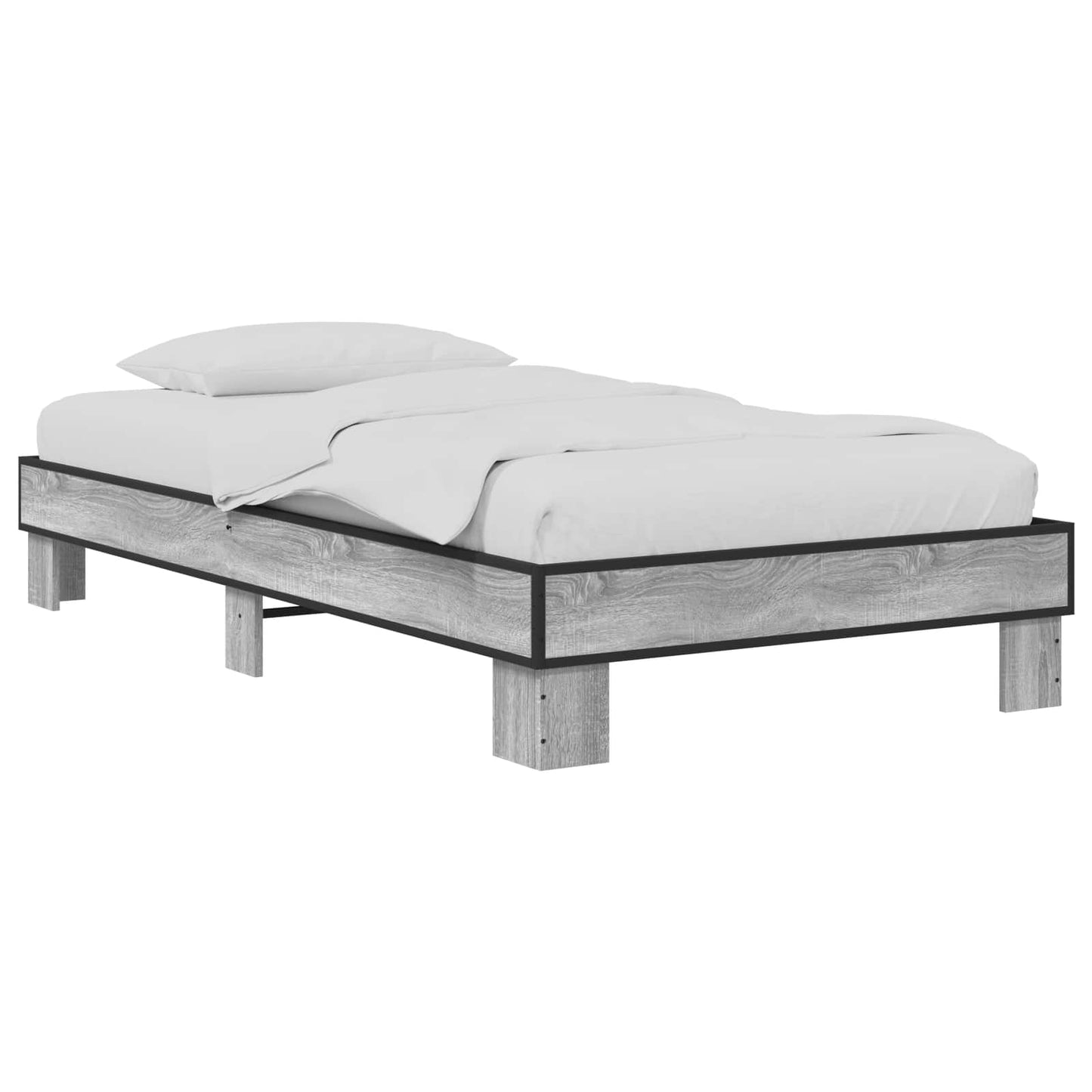 Bedframe Grijs Sonoma 80 x 200 cm Bewerkt hout is nu te koop bij PeponiXL, paradijselijk wonen!