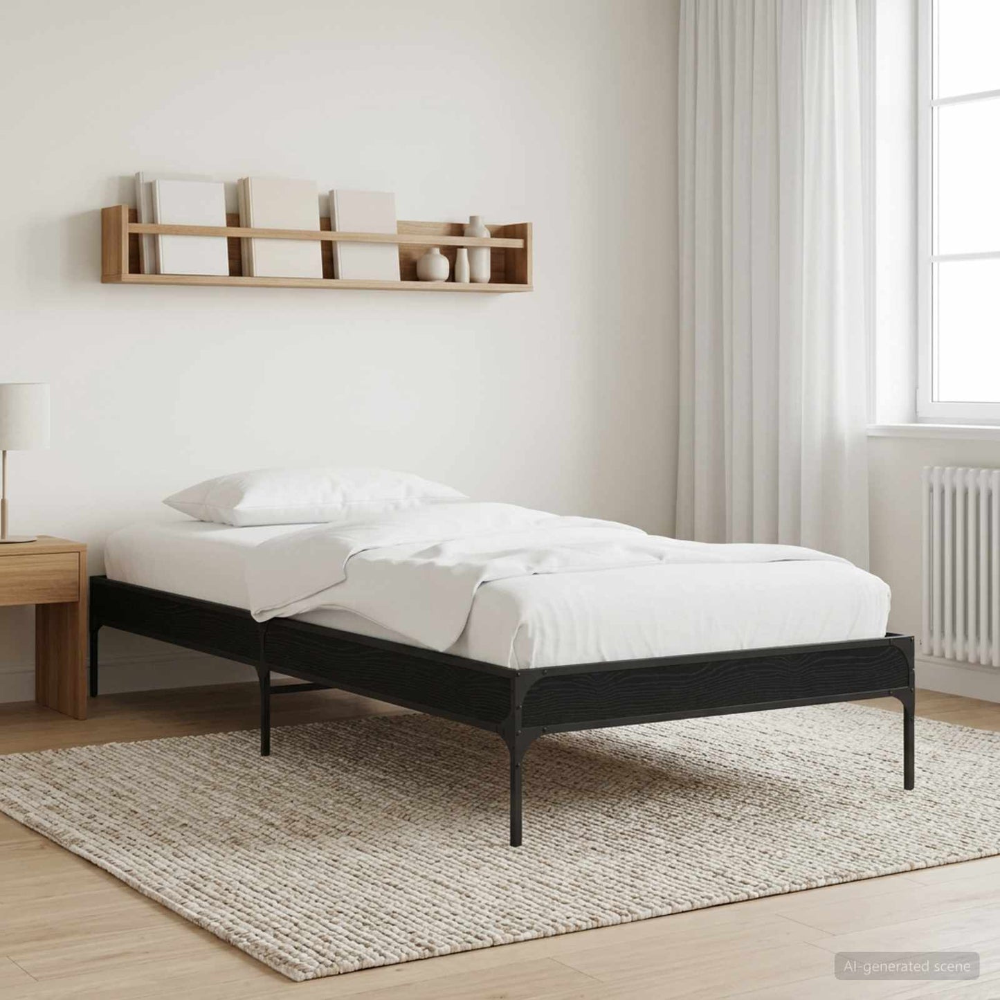 Bedframe Zwart eiken 80 x 200 cm Bewerkt hout is nu te koop bij PeponiXL, paradijselijk wonen!