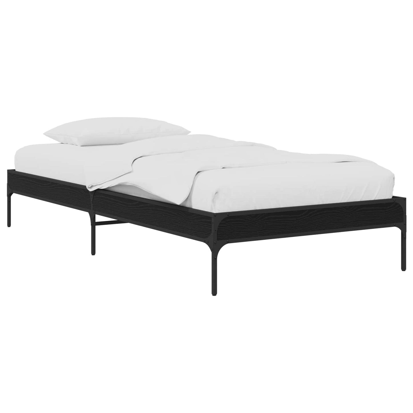 Bedframe Zwart eiken 80 x 200 cm Bewerkt hout is nu te koop bij PeponiXL, paradijselijk wonen!