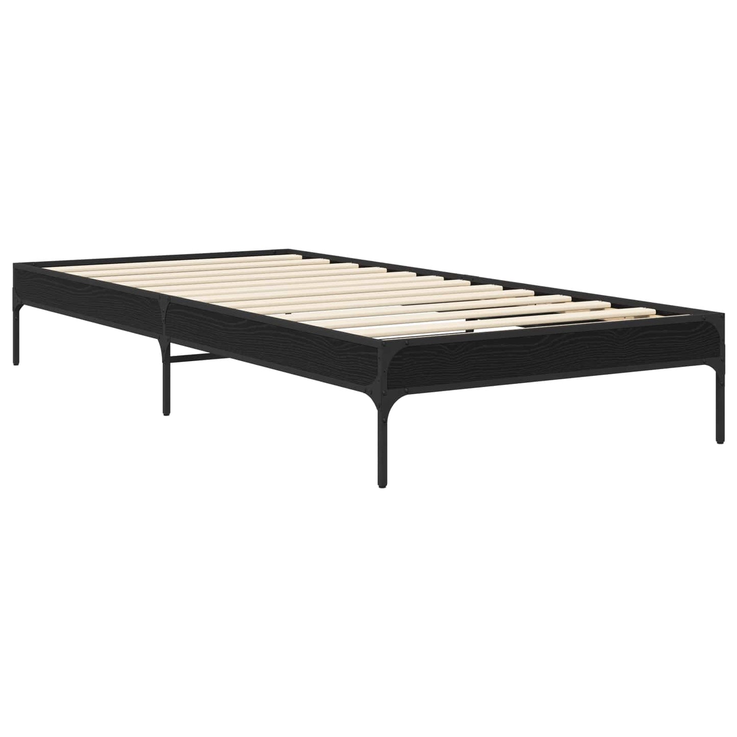 Bedframe Zwart eiken 80 x 200 cm Bewerkt hout is nu te koop bij PeponiXL, paradijselijk wonen!
