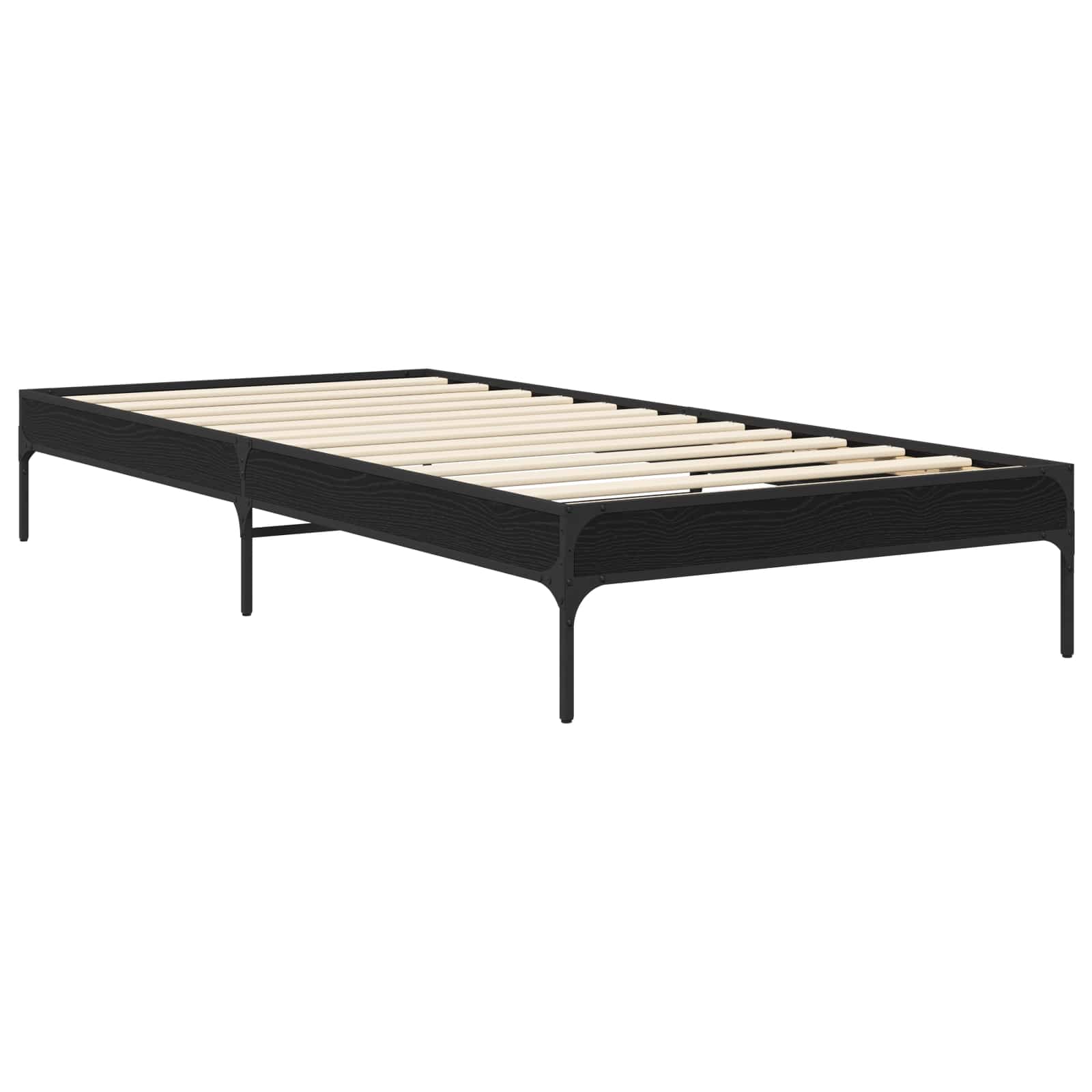 Bedframe Zwart eiken 80 x 200 cm Bewerkt hout is nu te koop bij PeponiXL, paradijselijk wonen!