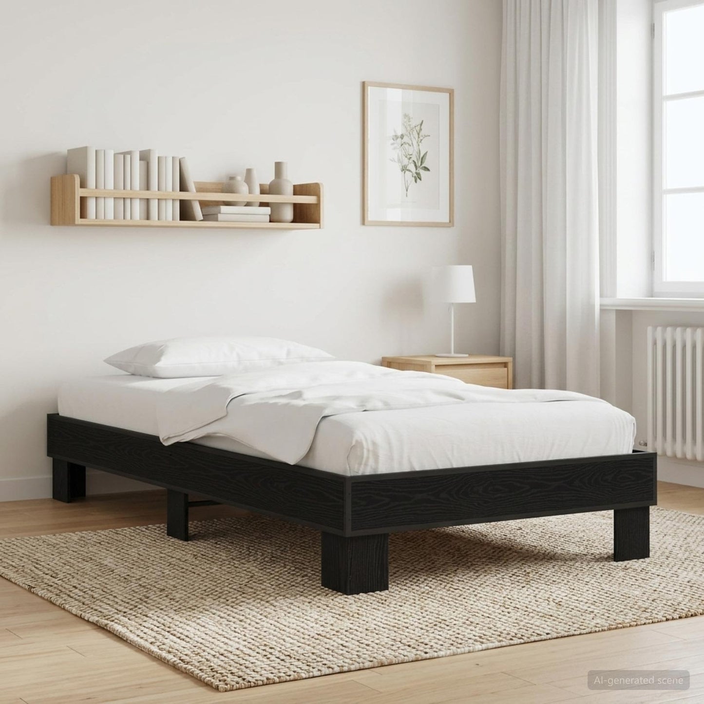 Bedframe Zwart eiken 80 x 200 cm Bewerkt hout is nu te koop bij PeponiXL, paradijselijk wonen!