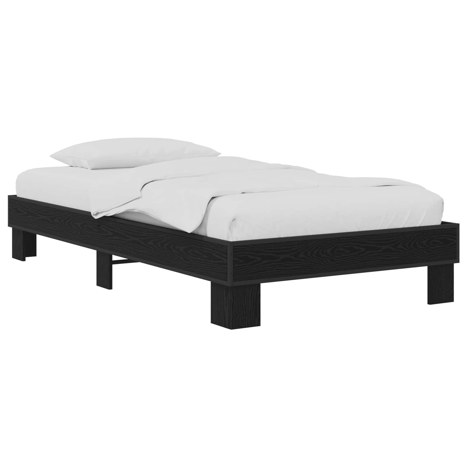 Bedframe Zwart eiken 80 x 200 cm Bewerkt hout is nu te koop bij PeponiXL, paradijselijk wonen!