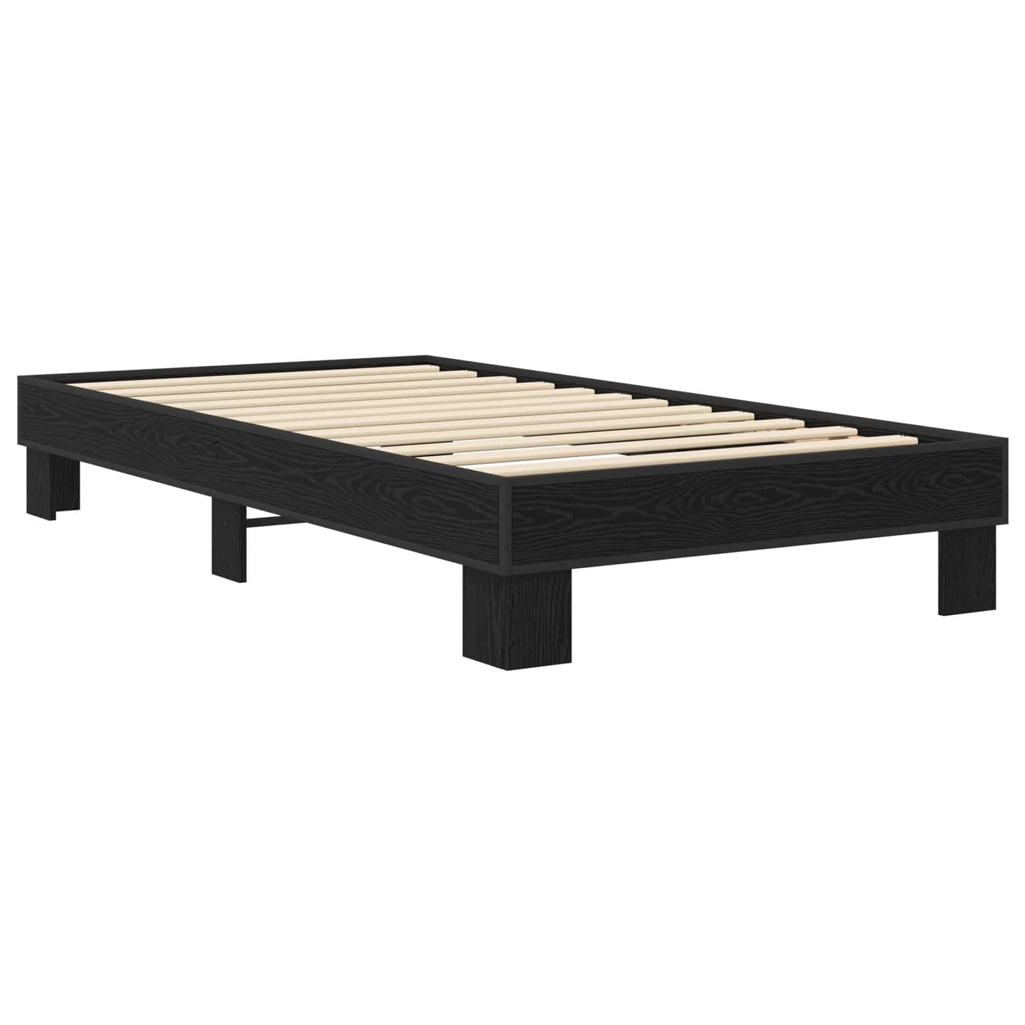 Bedframe Zwart eiken 80 x 200 cm Bewerkt hout is nu te koop bij PeponiXL, paradijselijk wonen!