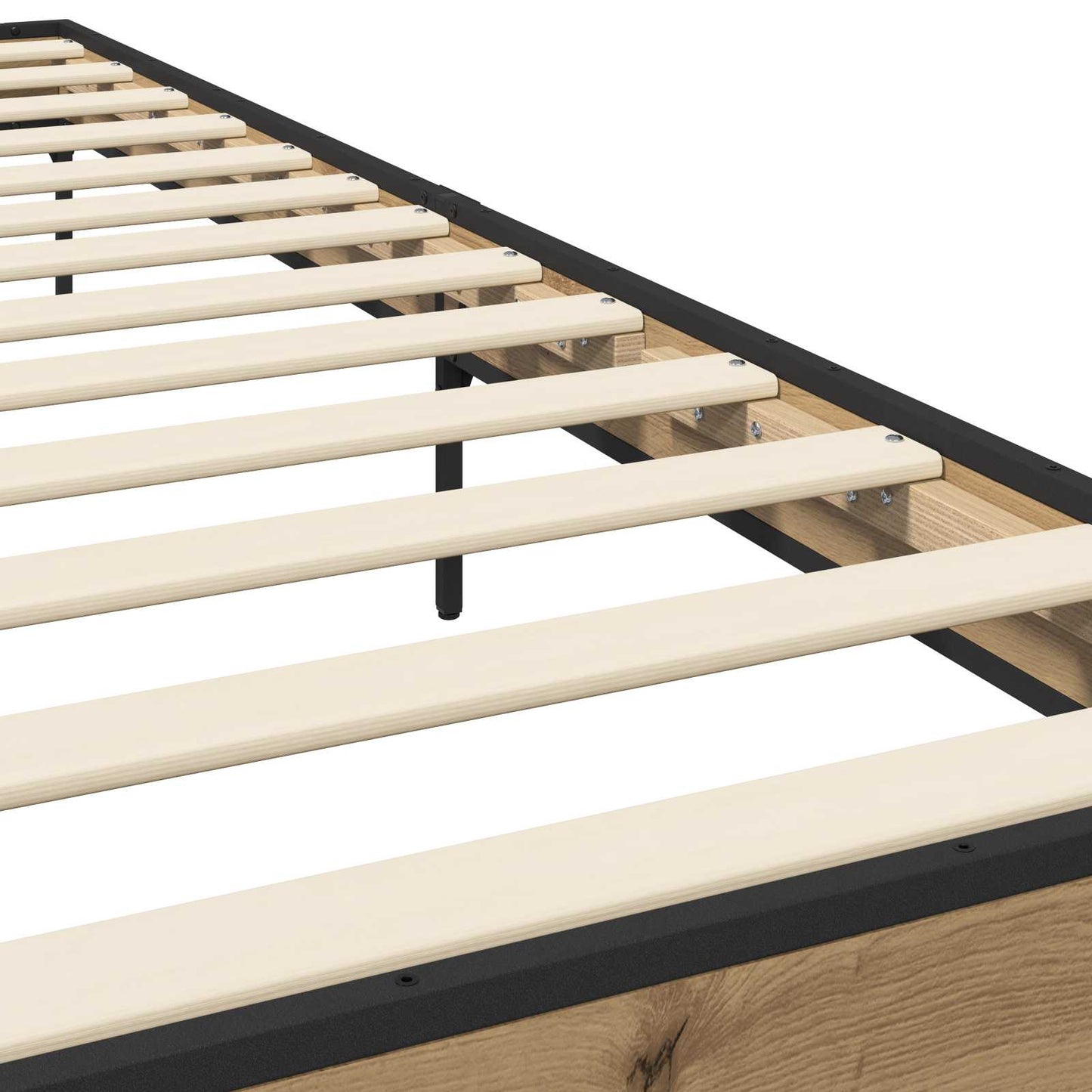 Bedframe Artisanaal eiken 80 x 200 cm Bewerkt hout is nu te koop bij PeponiXL, paradijselijk wonen!