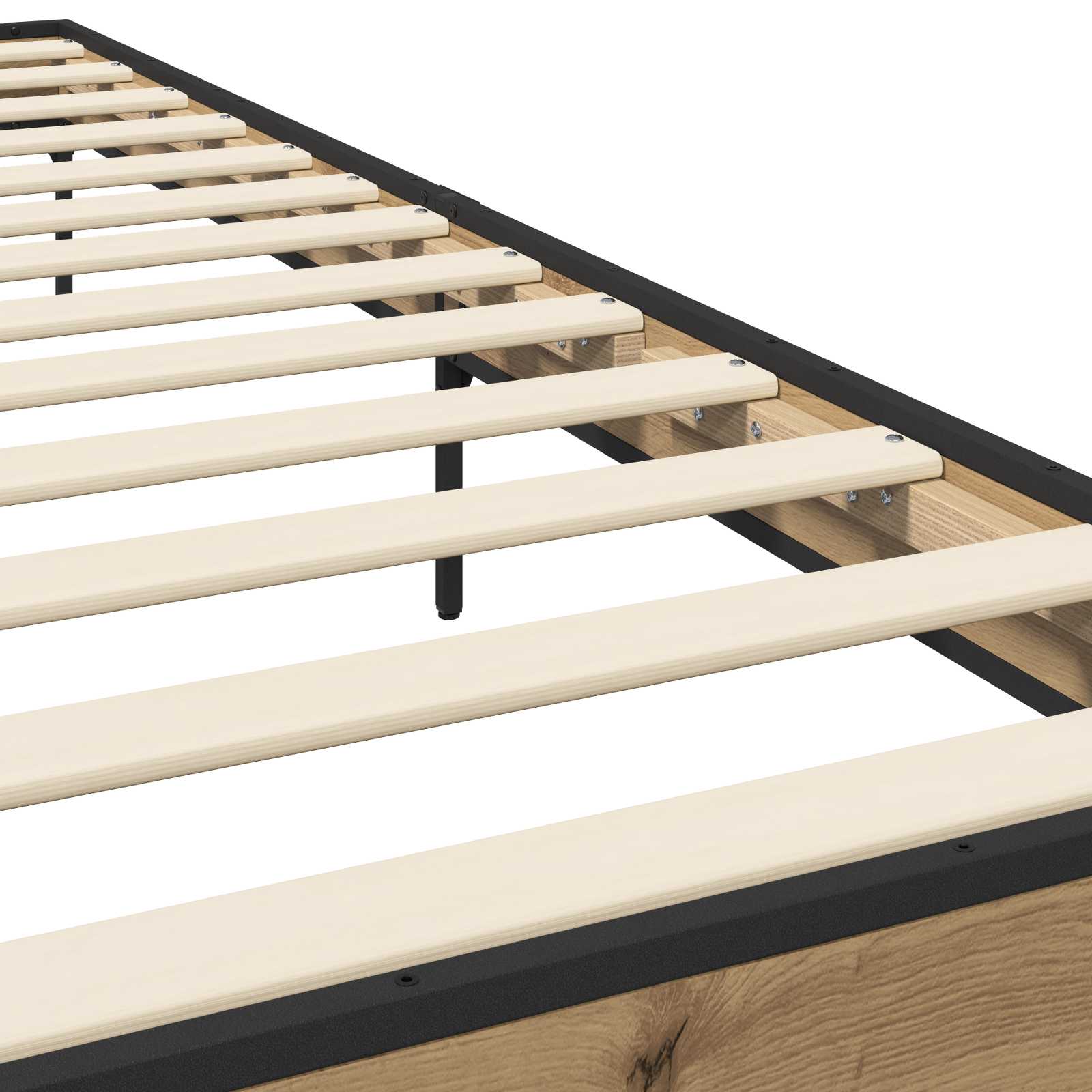 Bedframe Artisanaal eiken 80 x 200 cm Bewerkt hout is nu te koop bij PeponiXL, paradijselijk wonen!