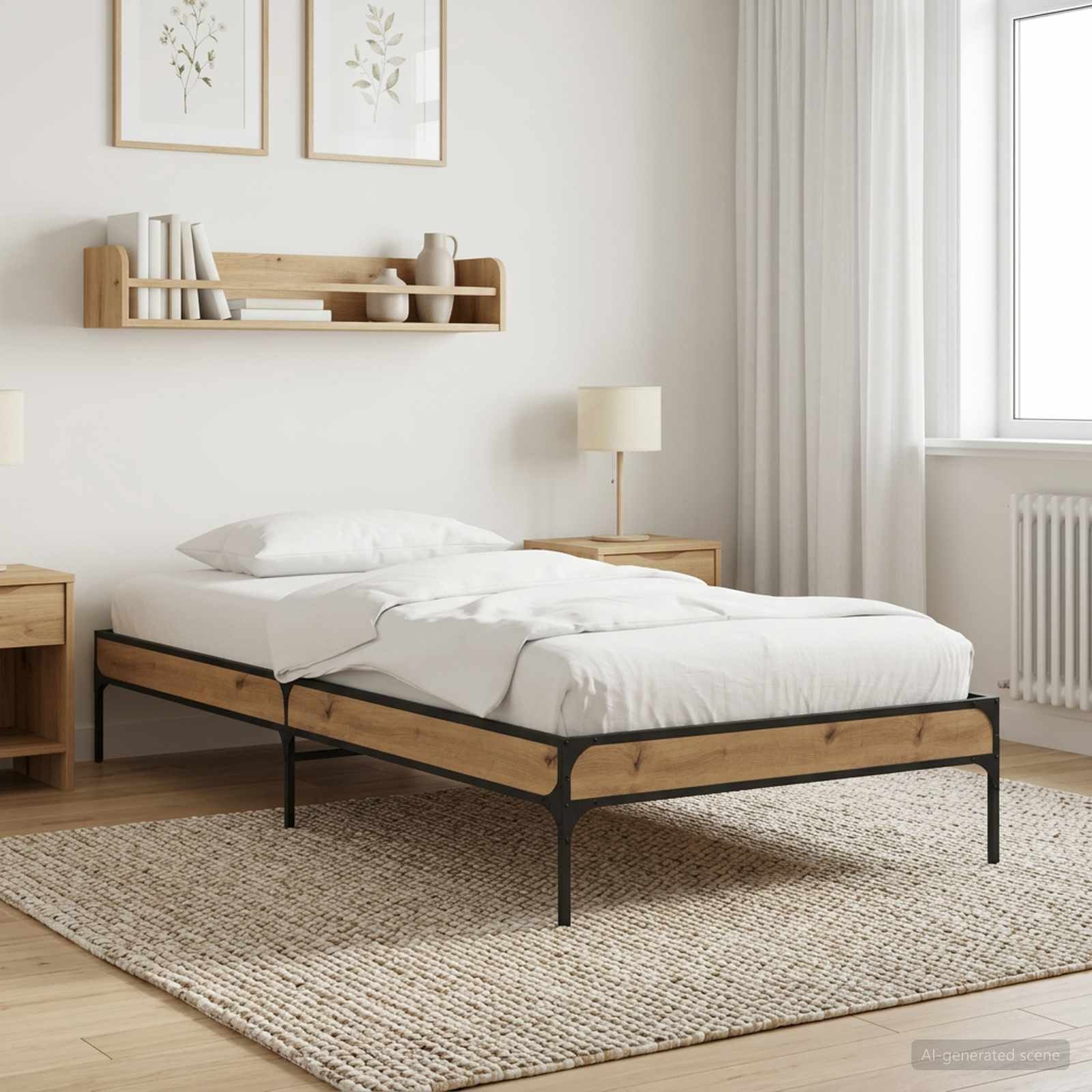 Bedframe Artisanaal eiken 80 x 200 cm Bewerkt hout is nu te koop bij PeponiXL, paradijselijk wonen!