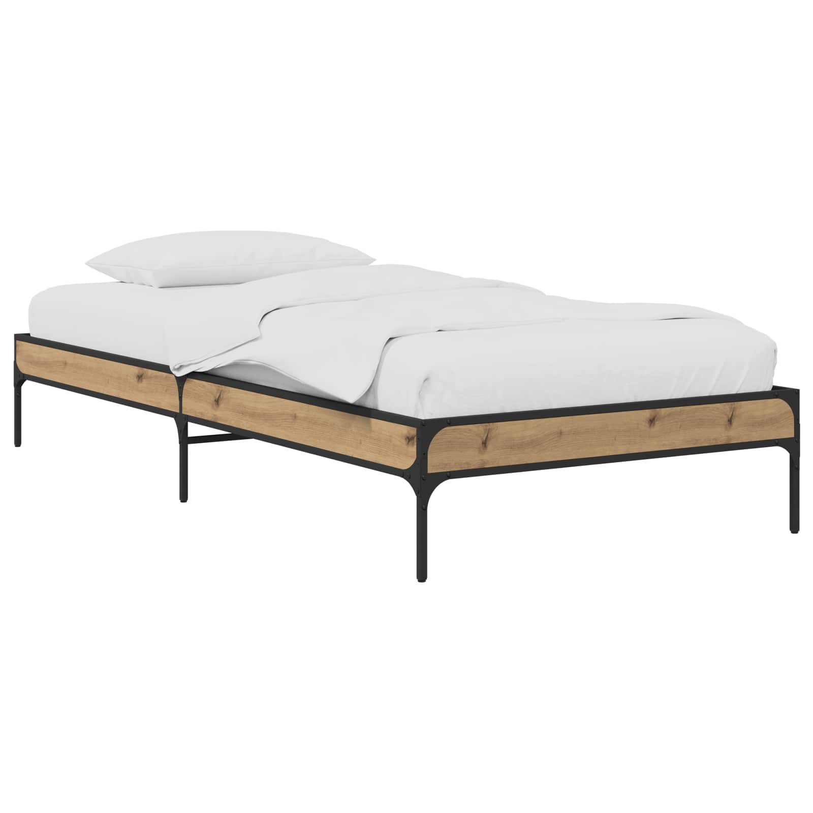 Bedframe Artisanaal eiken 80 x 200 cm Bewerkt hout is nu te koop bij PeponiXL, paradijselijk wonen!
