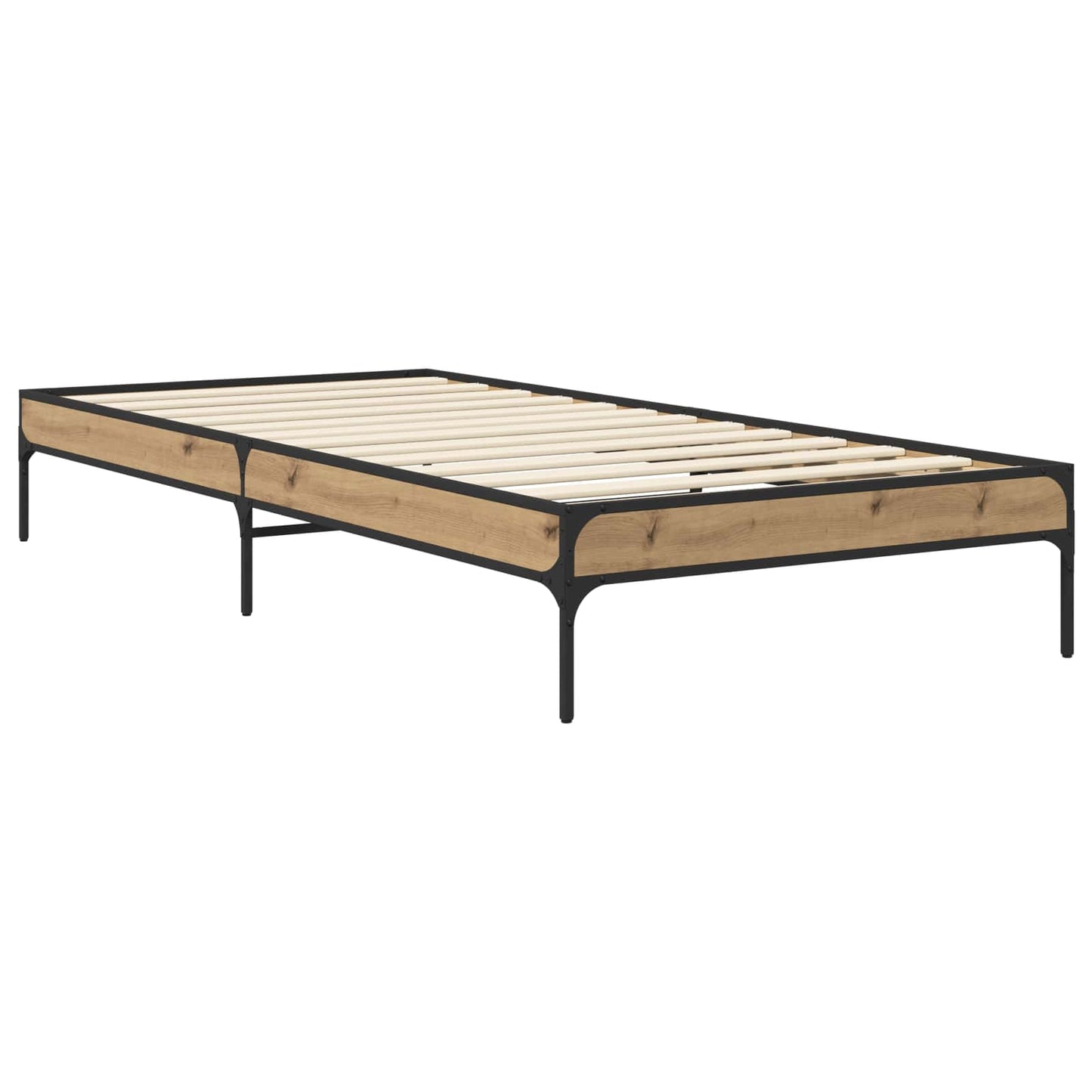 Bedframe Artisanaal eiken 80 x 200 cm Bewerkt hout is nu te koop bij PeponiXL, paradijselijk wonen!