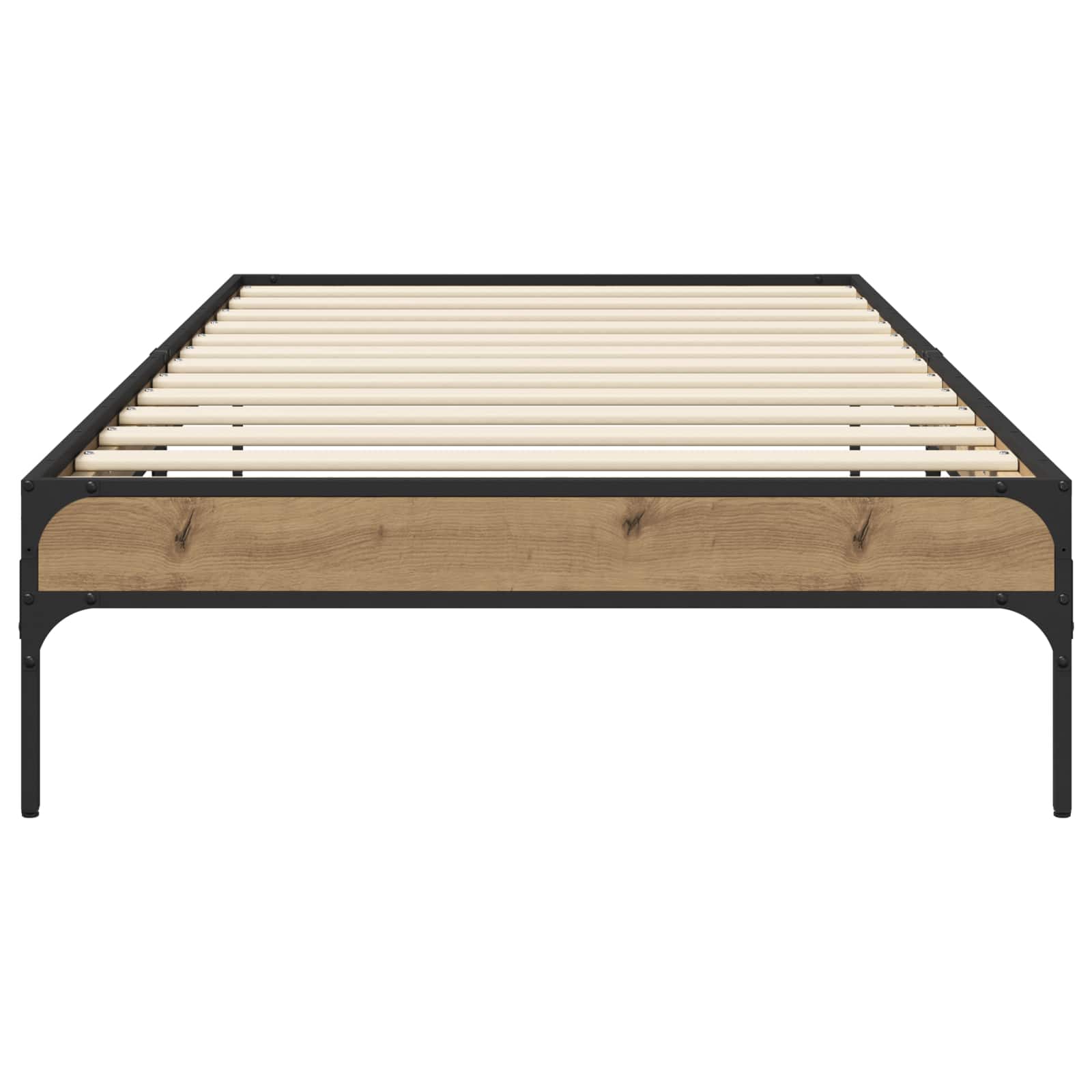 Bedframe Artisanaal eiken 80 x 200 cm Bewerkt hout is nu te koop bij PeponiXL, paradijselijk wonen!