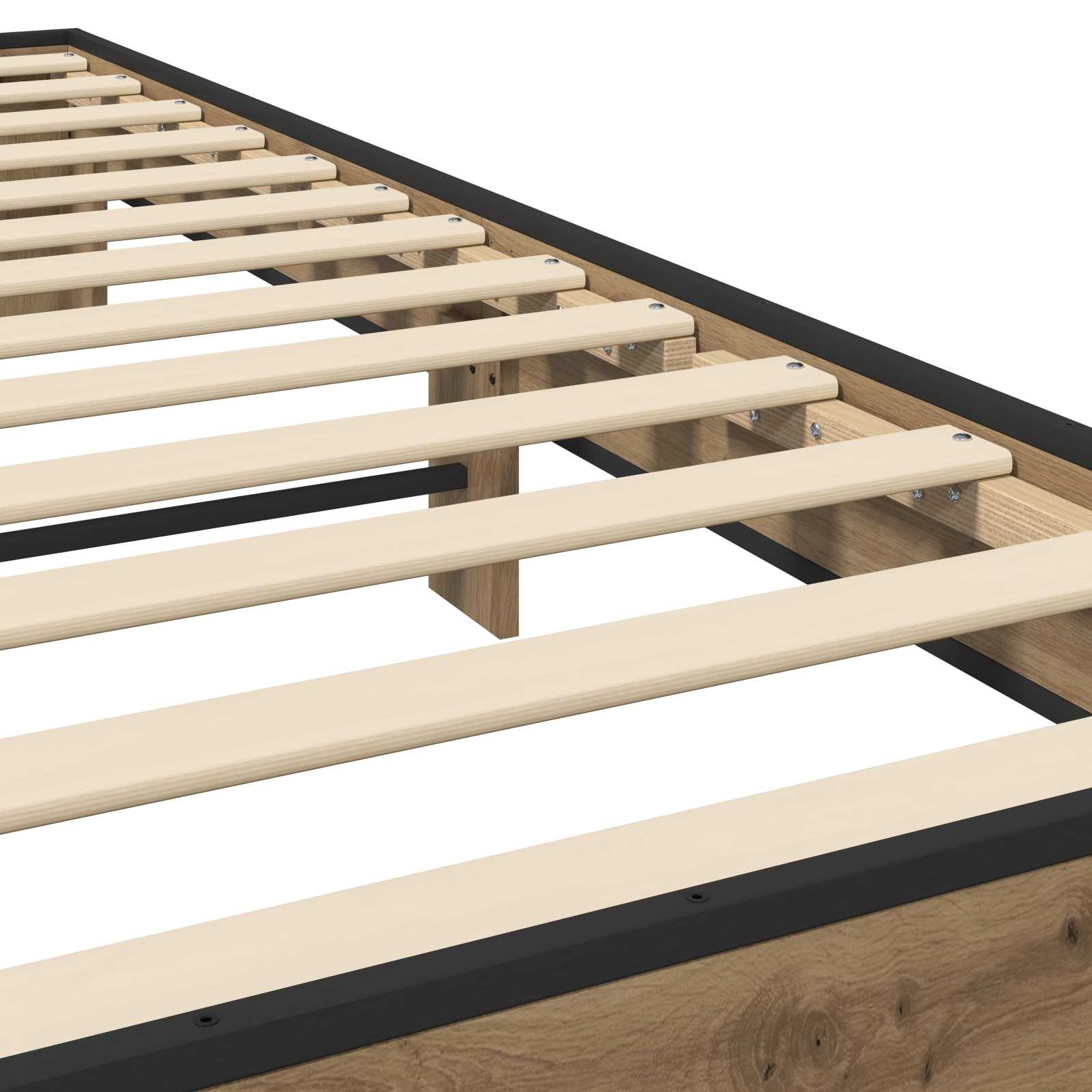 Bedframe Artisanaal eiken 80 x 200 cm Bewerkt hout is nu te koop bij PeponiXL, paradijselijk wonen!