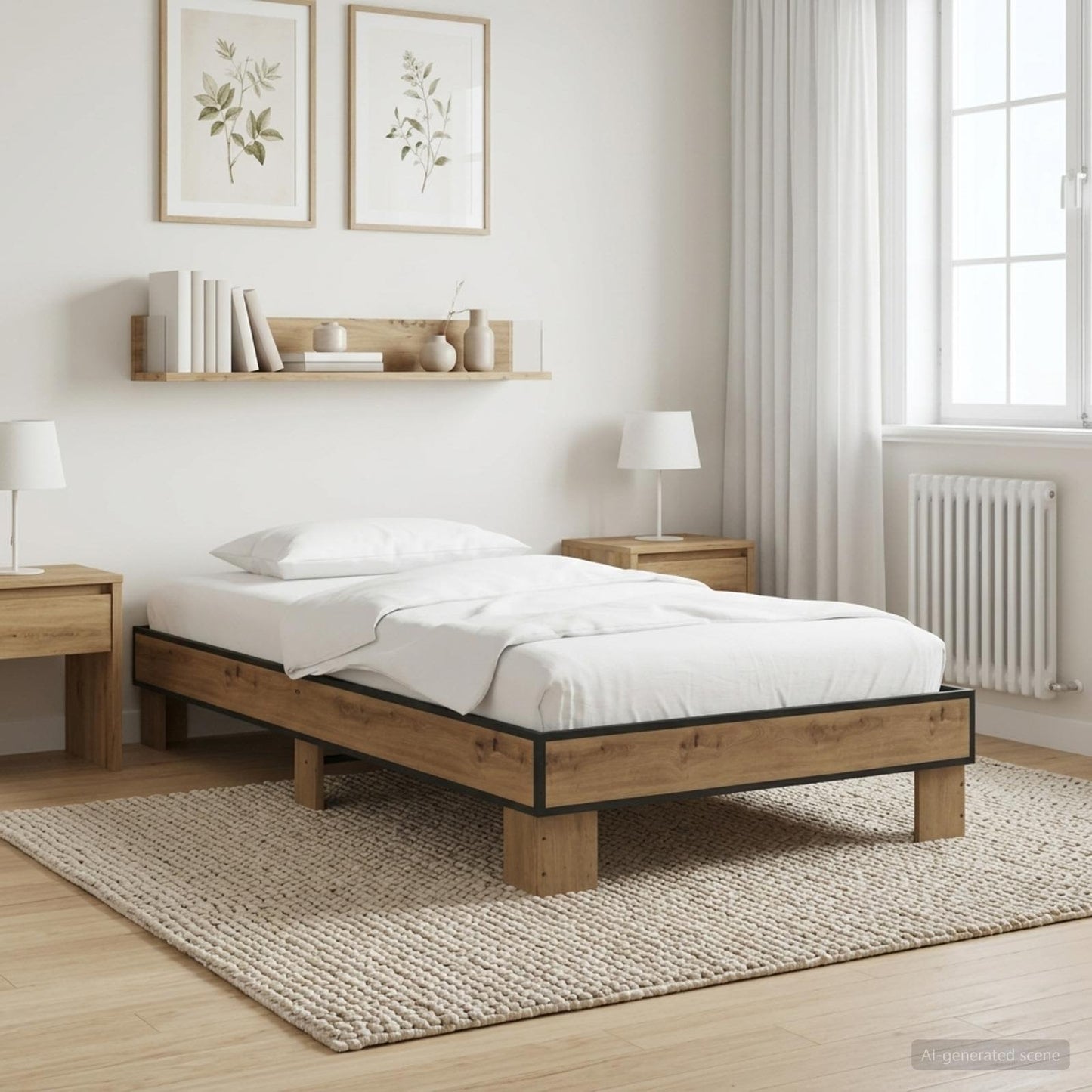 Bedframe Artisanaal eiken 80 x 200 cm Bewerkt hout is nu te koop bij PeponiXL, paradijselijk wonen!