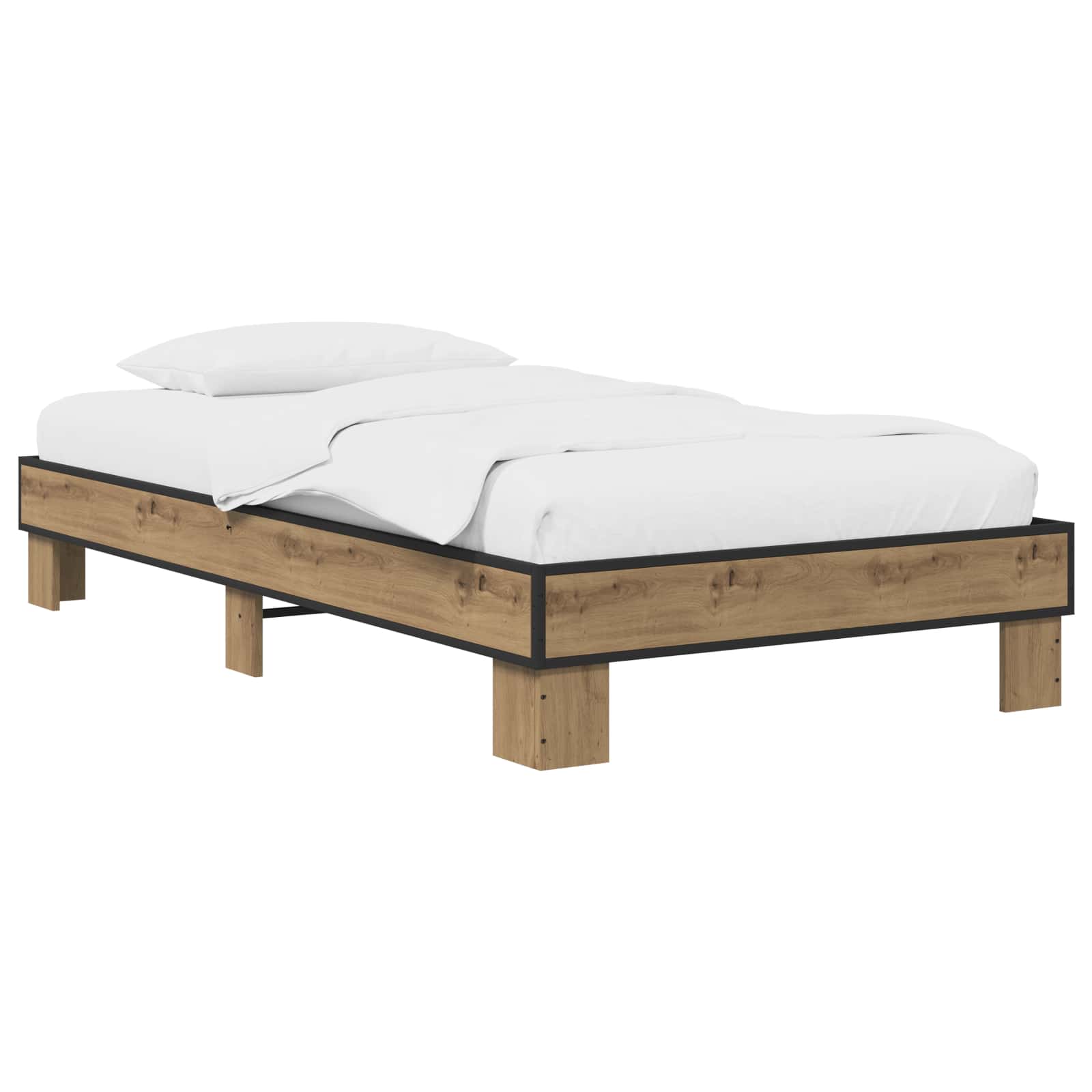 Bedframe Artisanaal eiken 80 x 200 cm Bewerkt hout is nu te koop bij PeponiXL, paradijselijk wonen!