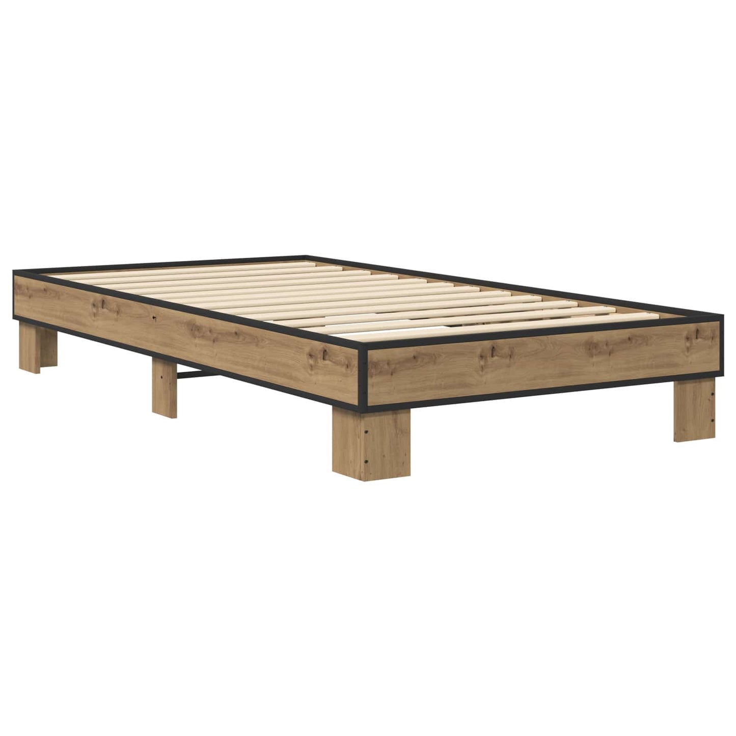 Bedframe Artisanaal eiken 80 x 200 cm Bewerkt hout is nu te koop bij PeponiXL, paradijselijk wonen!